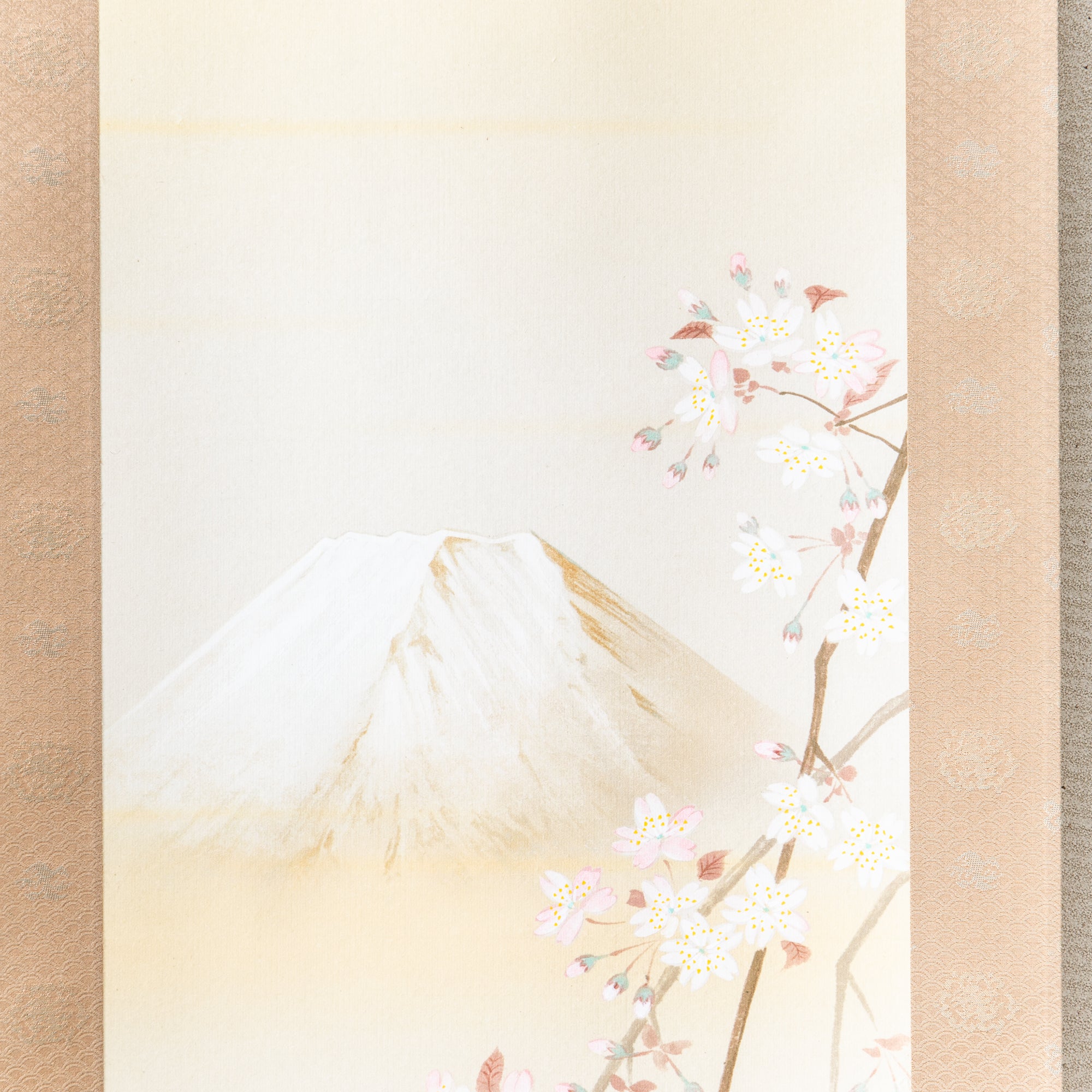 Cherry Blossoms at Mount Fuji Kakejiku Hanging Scroll