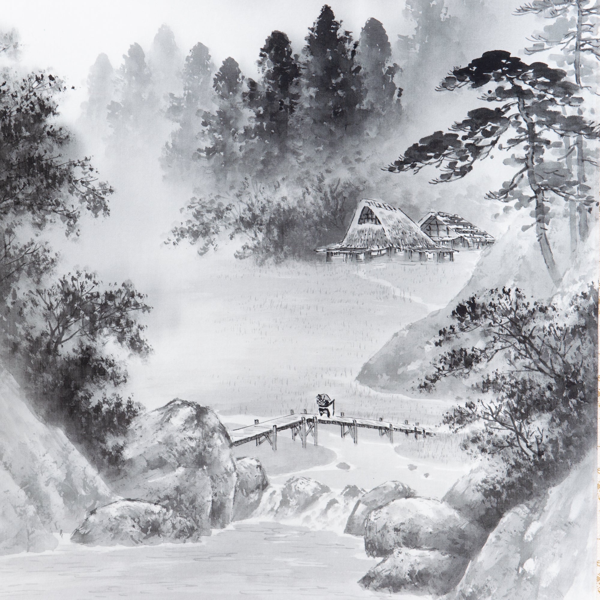 Landscape in Ink Painting Kakejiku Hanging Scroll