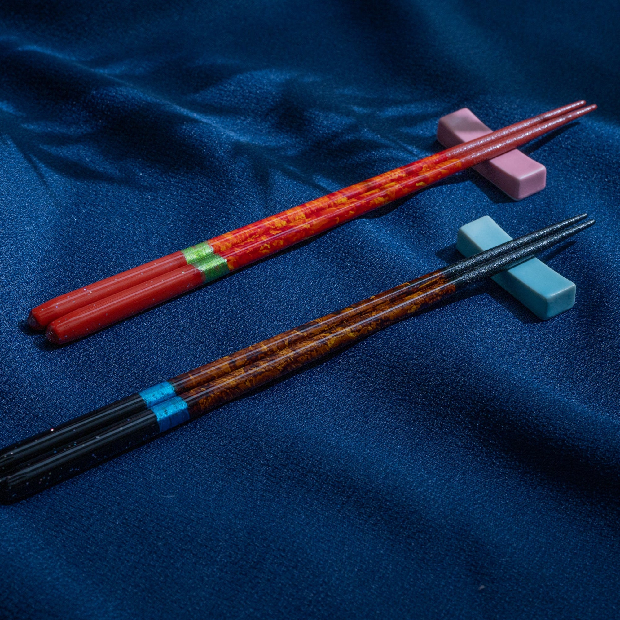 Crystal Yozora Chopsticks Pair Set with Chopstick Rests