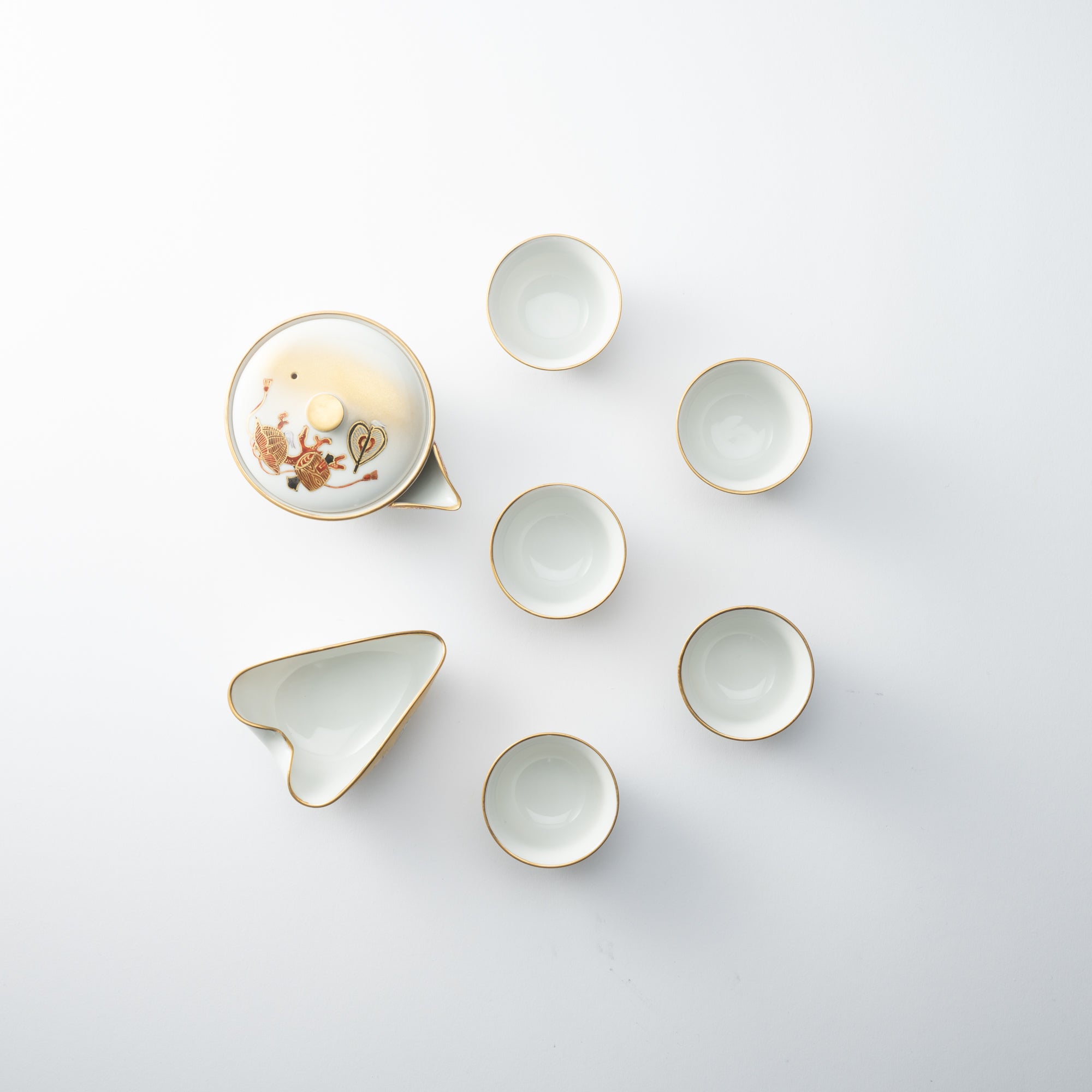 Seven Lucky Gods Houhin Japanese Teapot Set with 5 Teacups