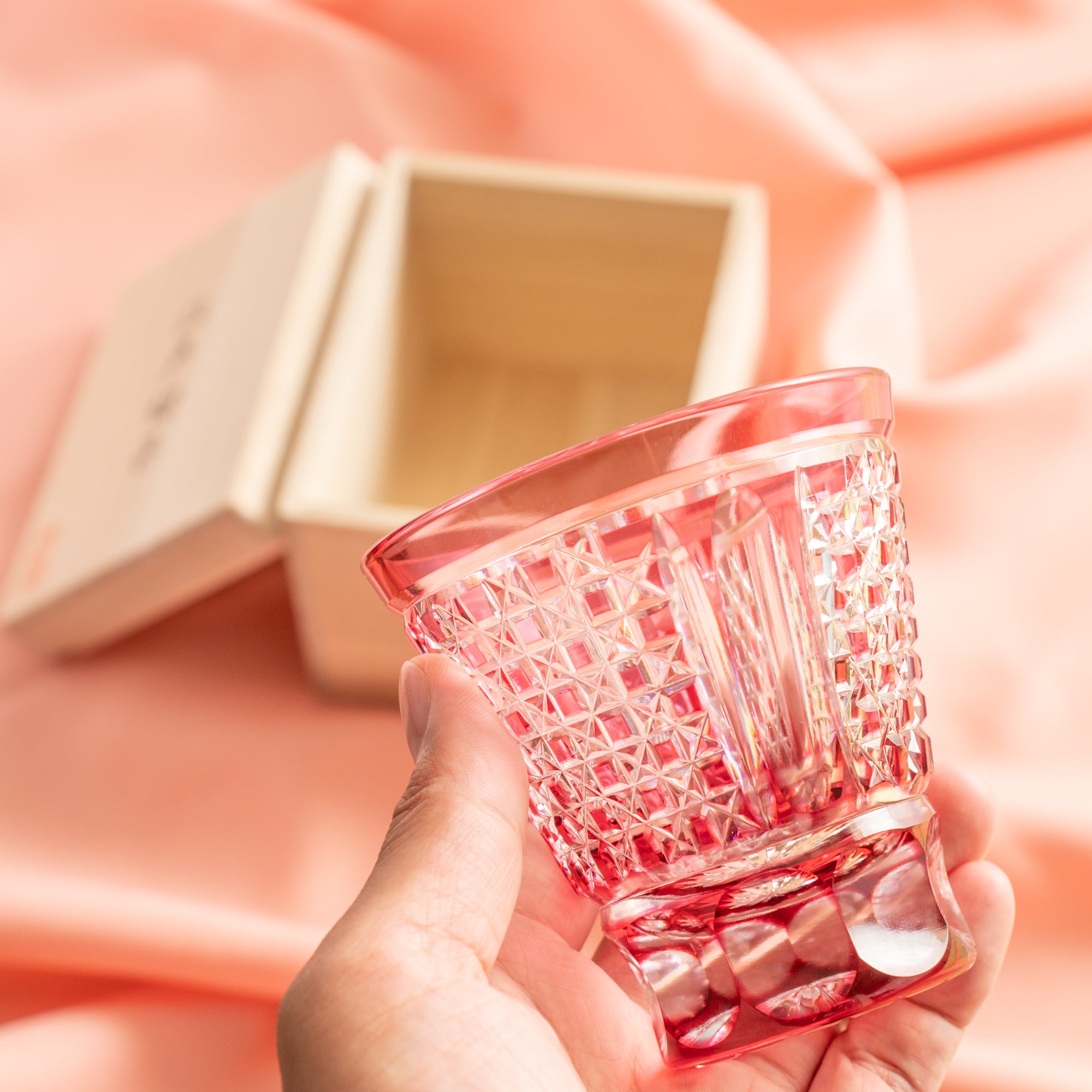 Pink Checkered Whiskey Glass