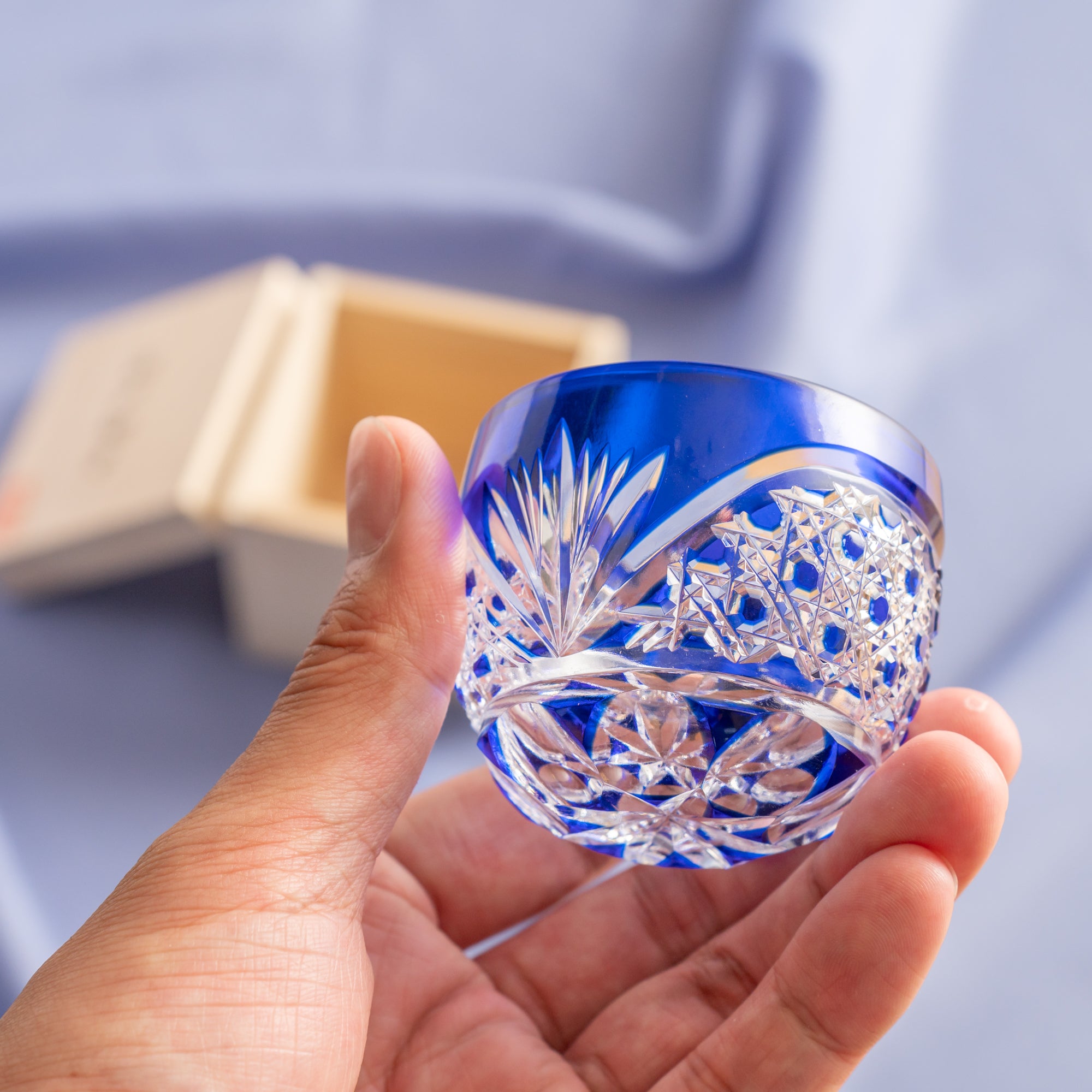 Lapis Lazuli Crystal Guinomi Sake Cup