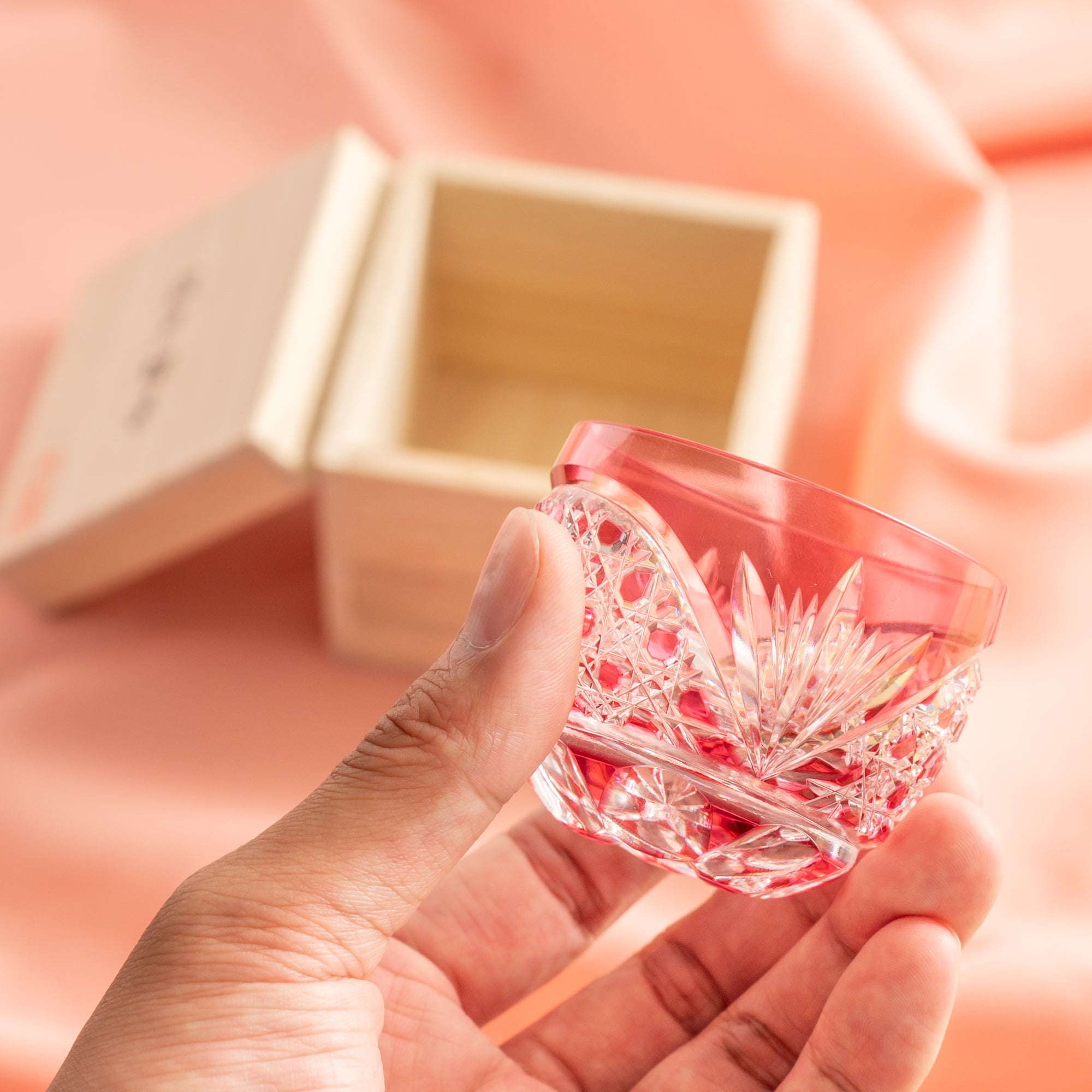 Pink Crystal Guinomi Sake Cup