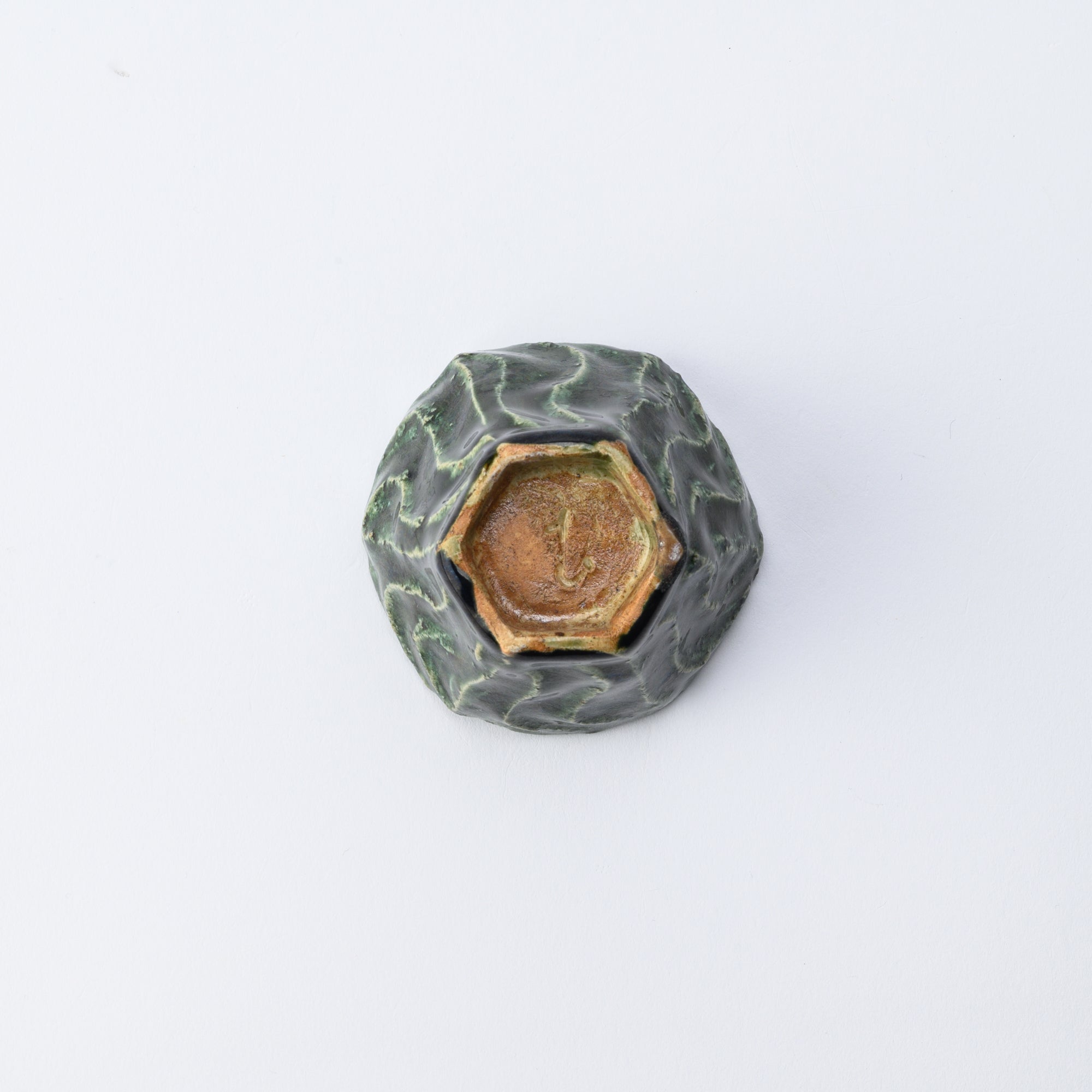 Oribe Wave Hexagonal Guinomi Sake Cup