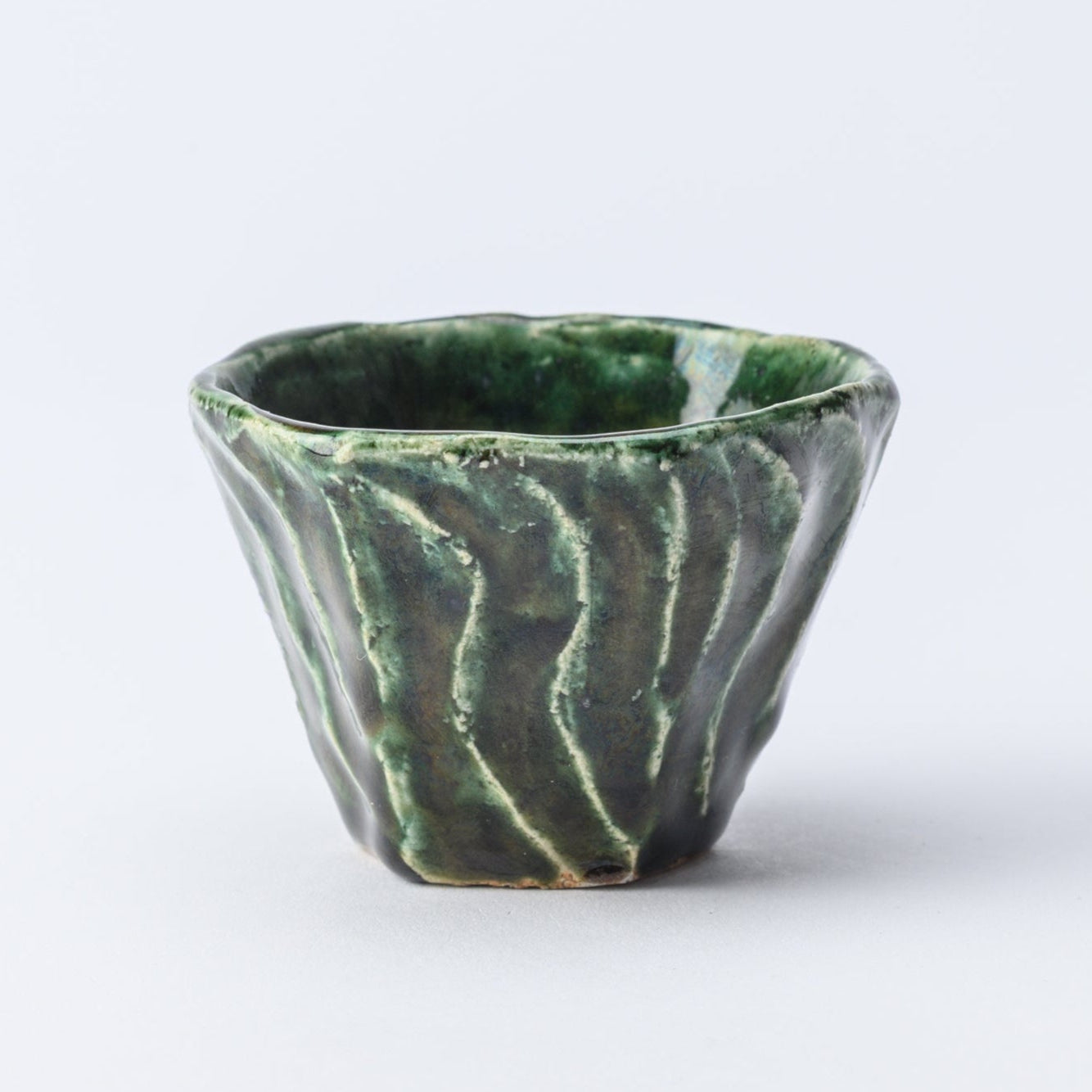 Oribe Wave Hexagonal Guinomi Sake Cup