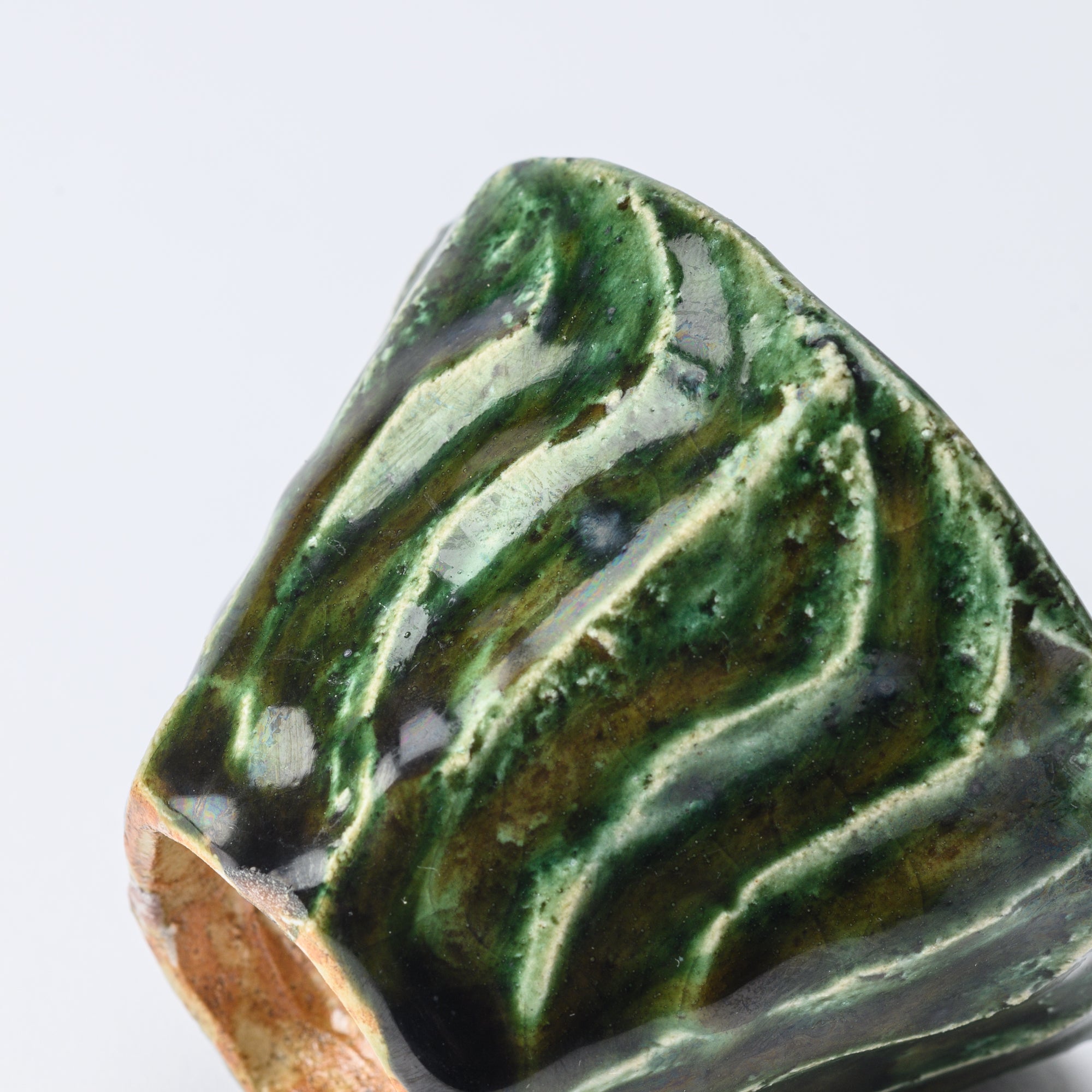 Oribe Wave Hexagonal Guinomi Sake Cup