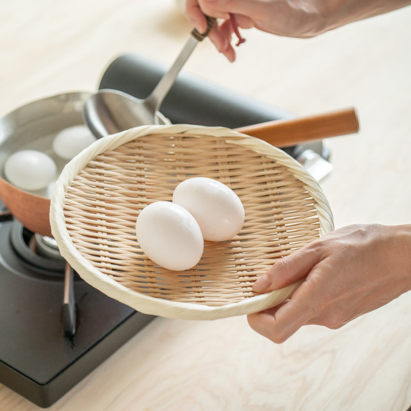 Basket Weave Bamboo Strainer