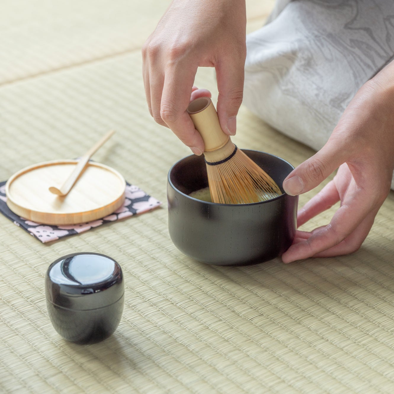 Yu-Chabako Wood Grain Matcha Tea Set