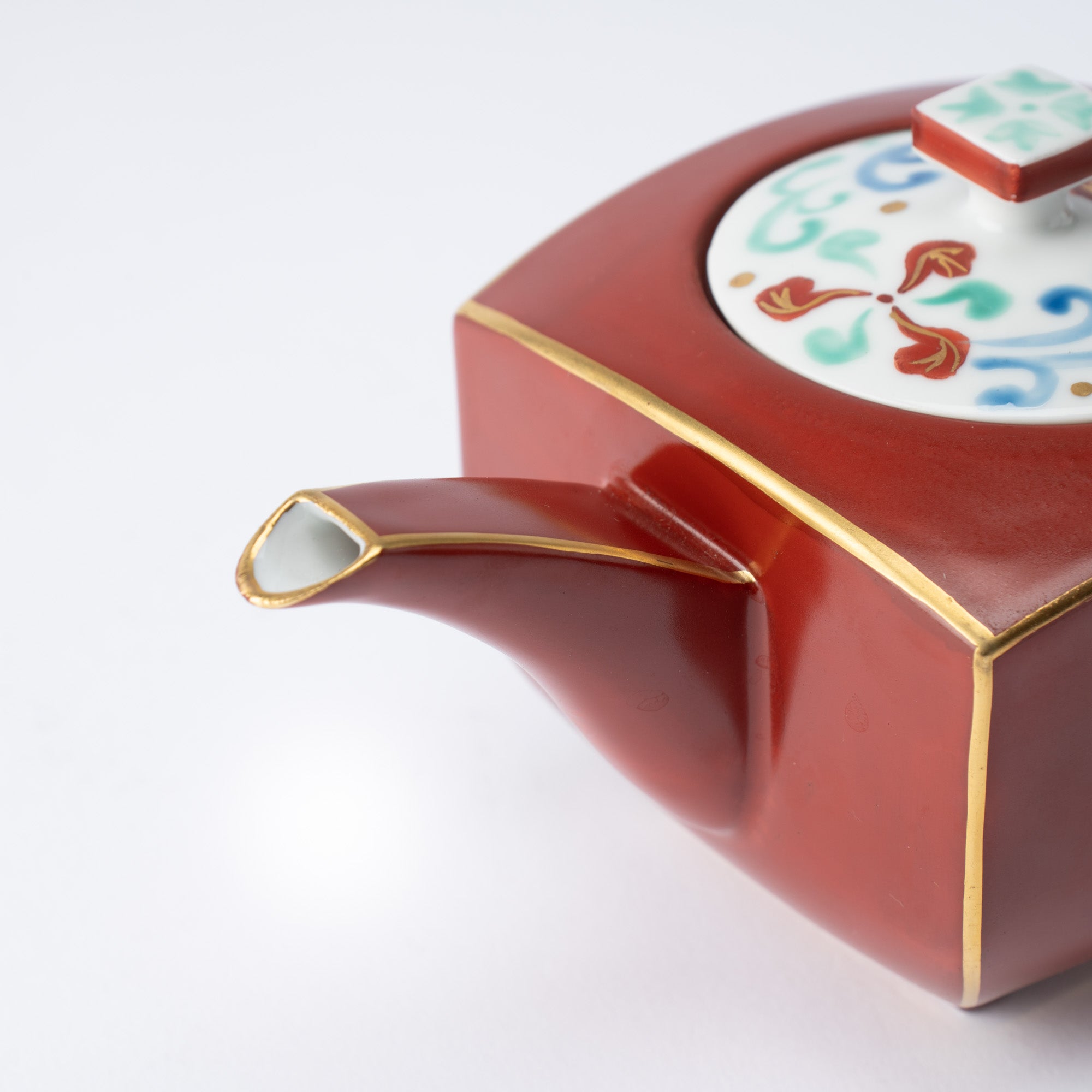 Gold Gefüttert Rot Teekanne