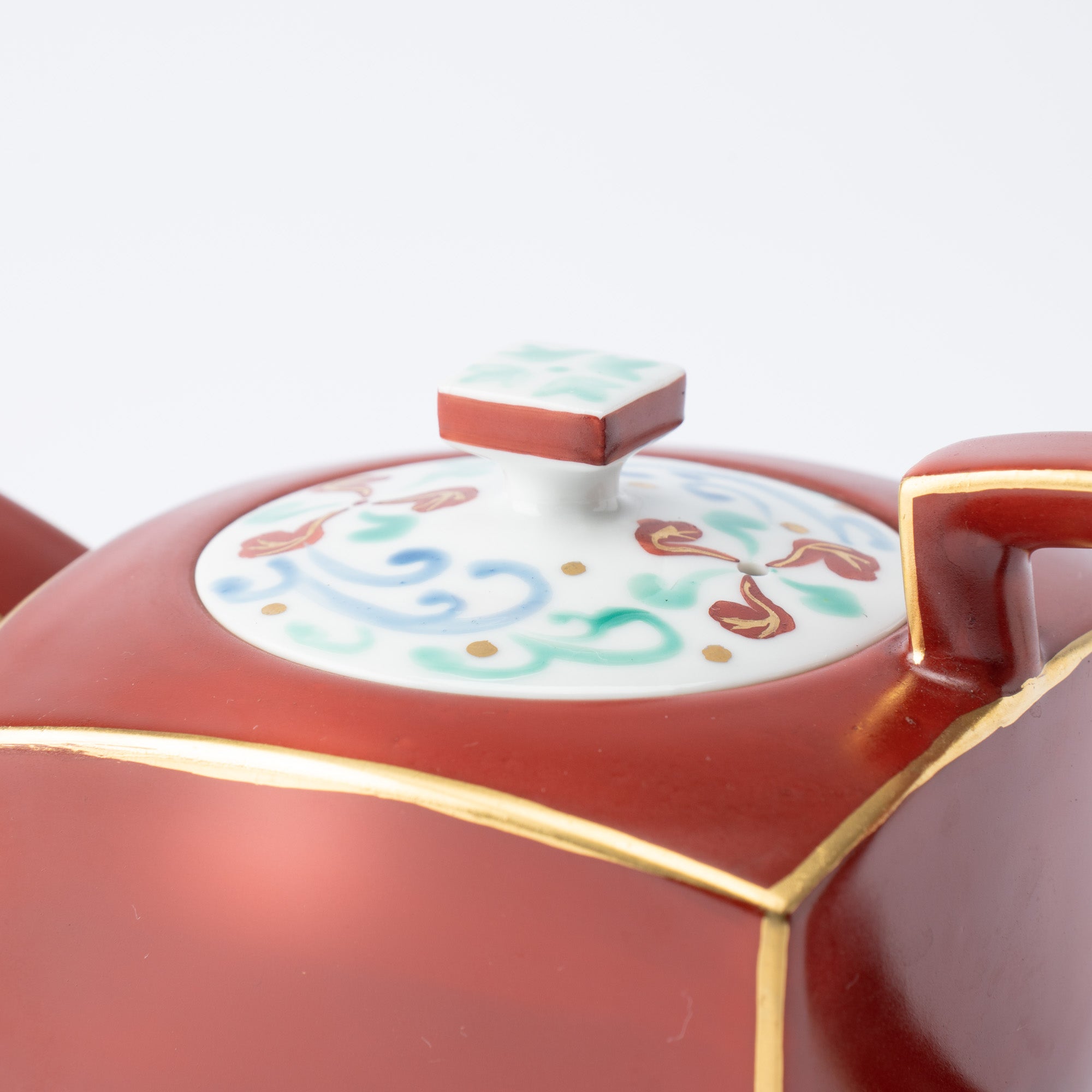 Gold Gefüttert Rot Teekanne