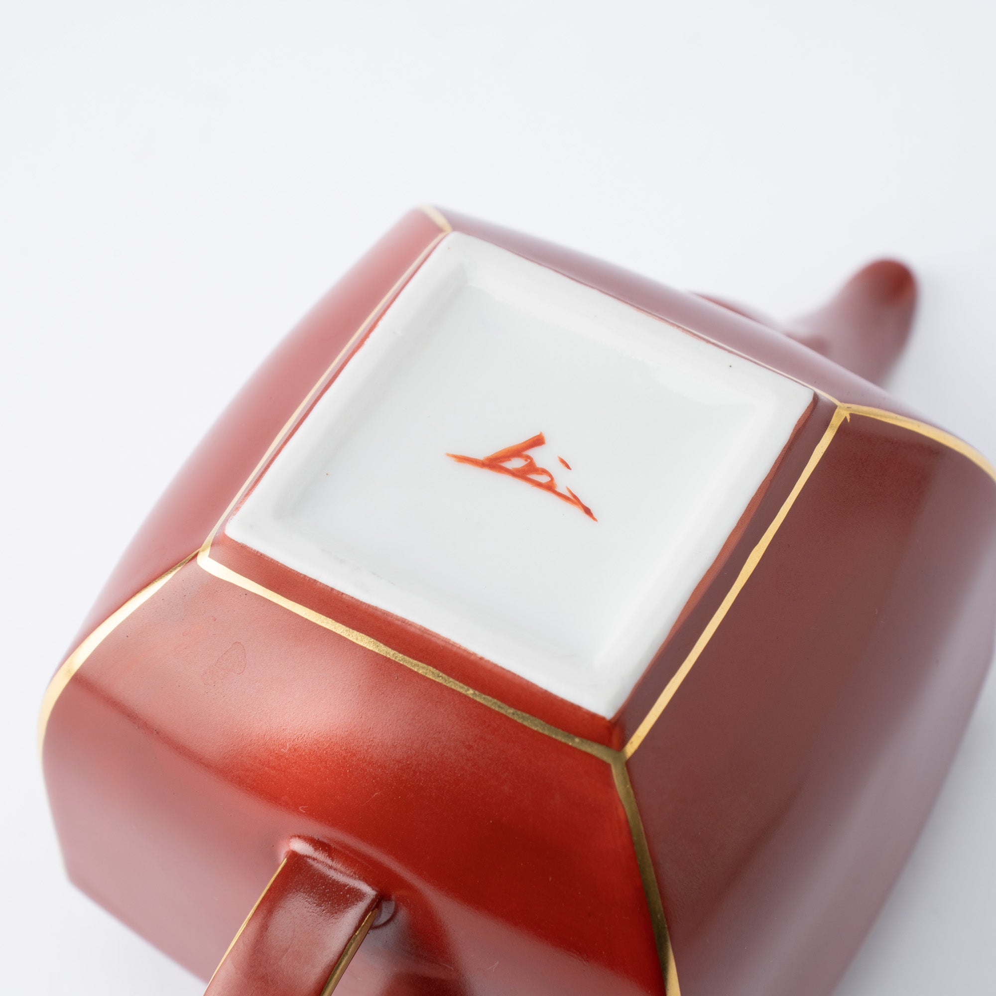 Gold Gefüttert Rot Teekanne