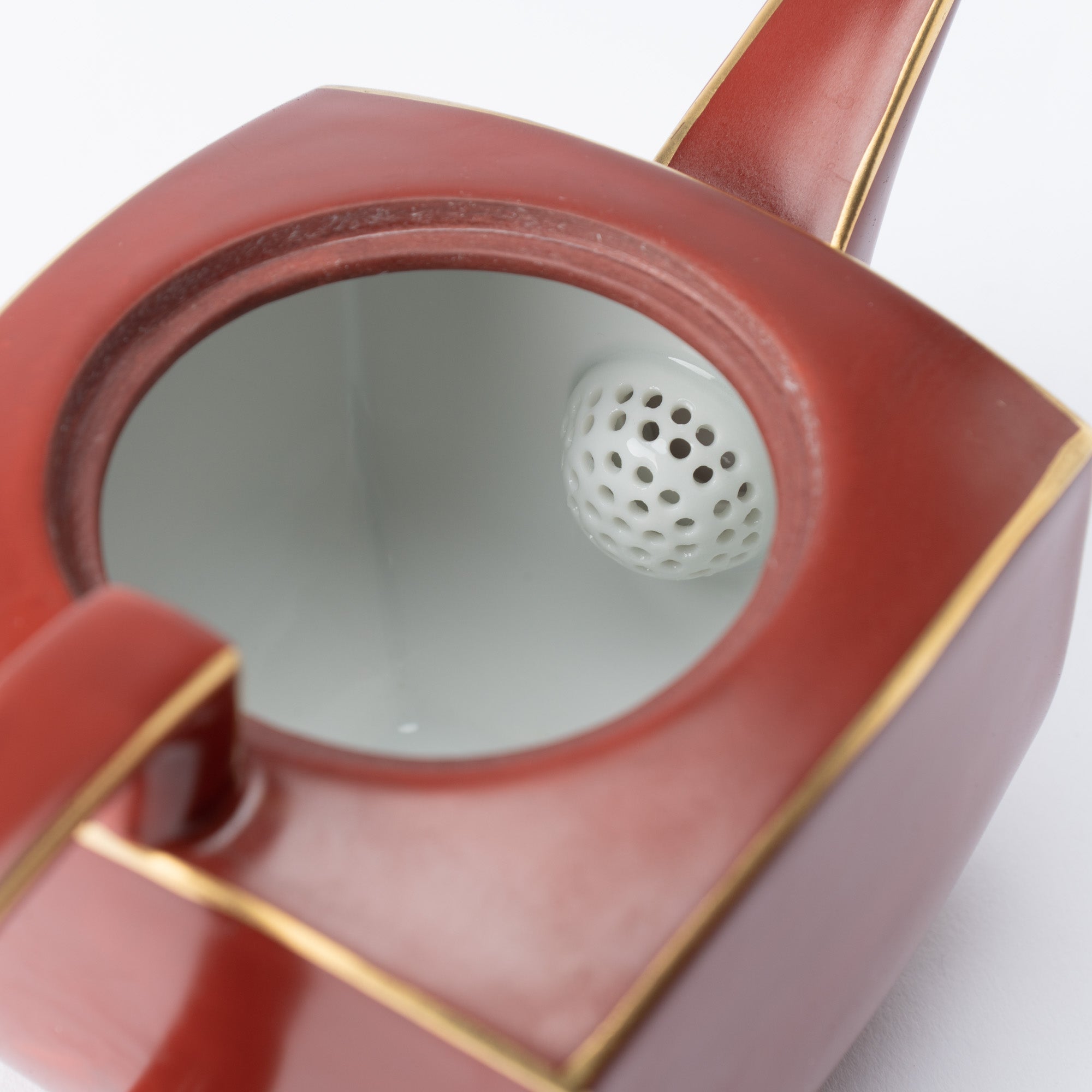 Gold Gefüttert Rot Teekanne