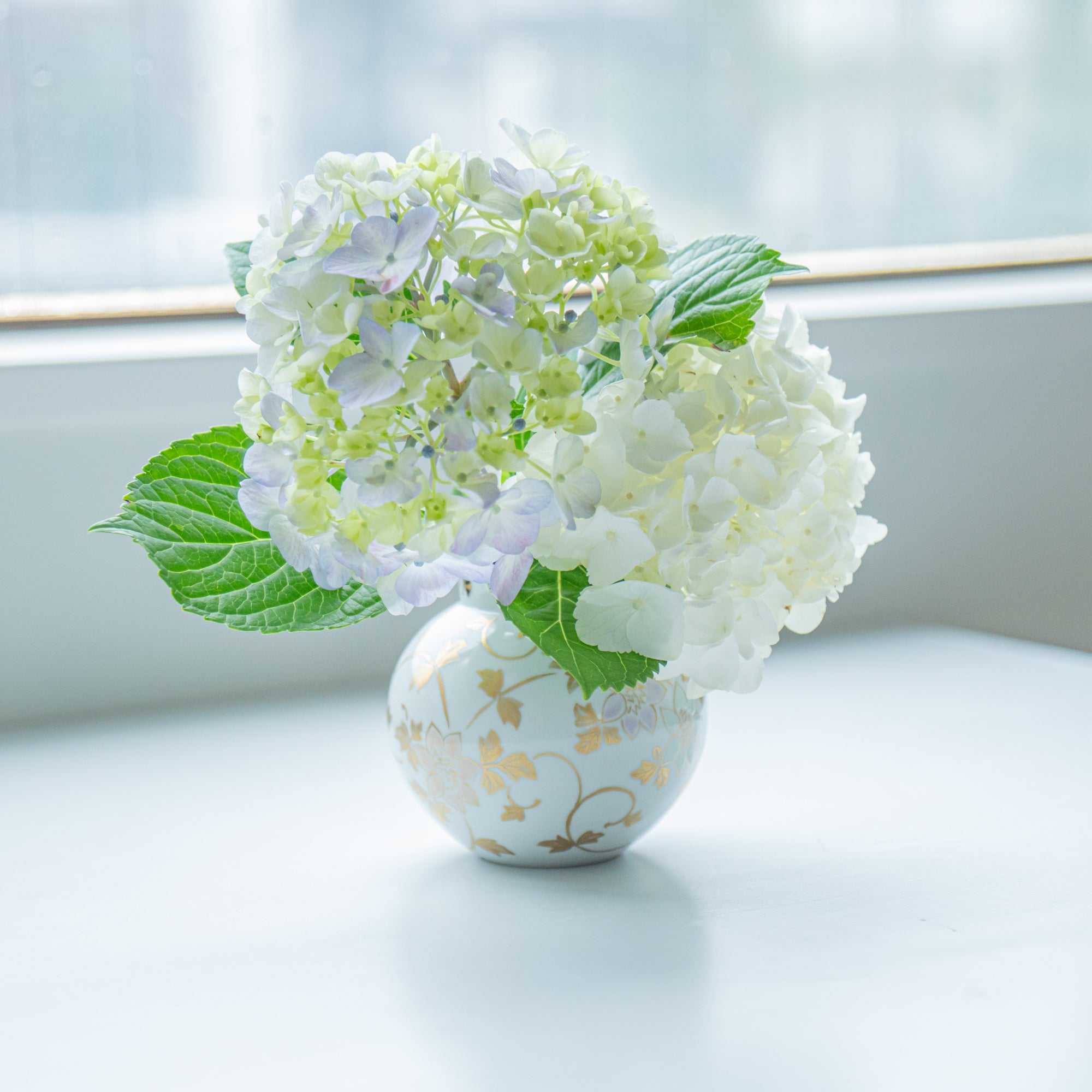 Gilded White Arabesque and Bee Vase
