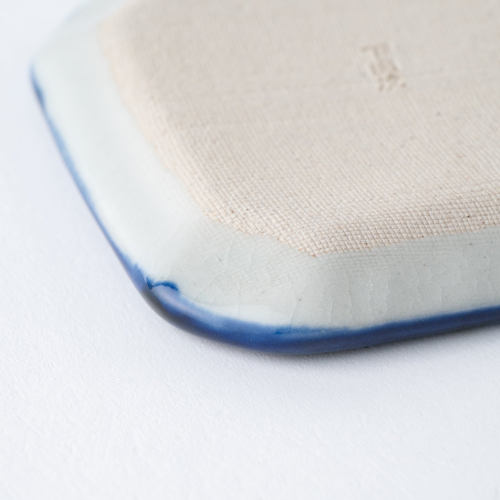Blaue Pinselrand Quadratische Saucenschale