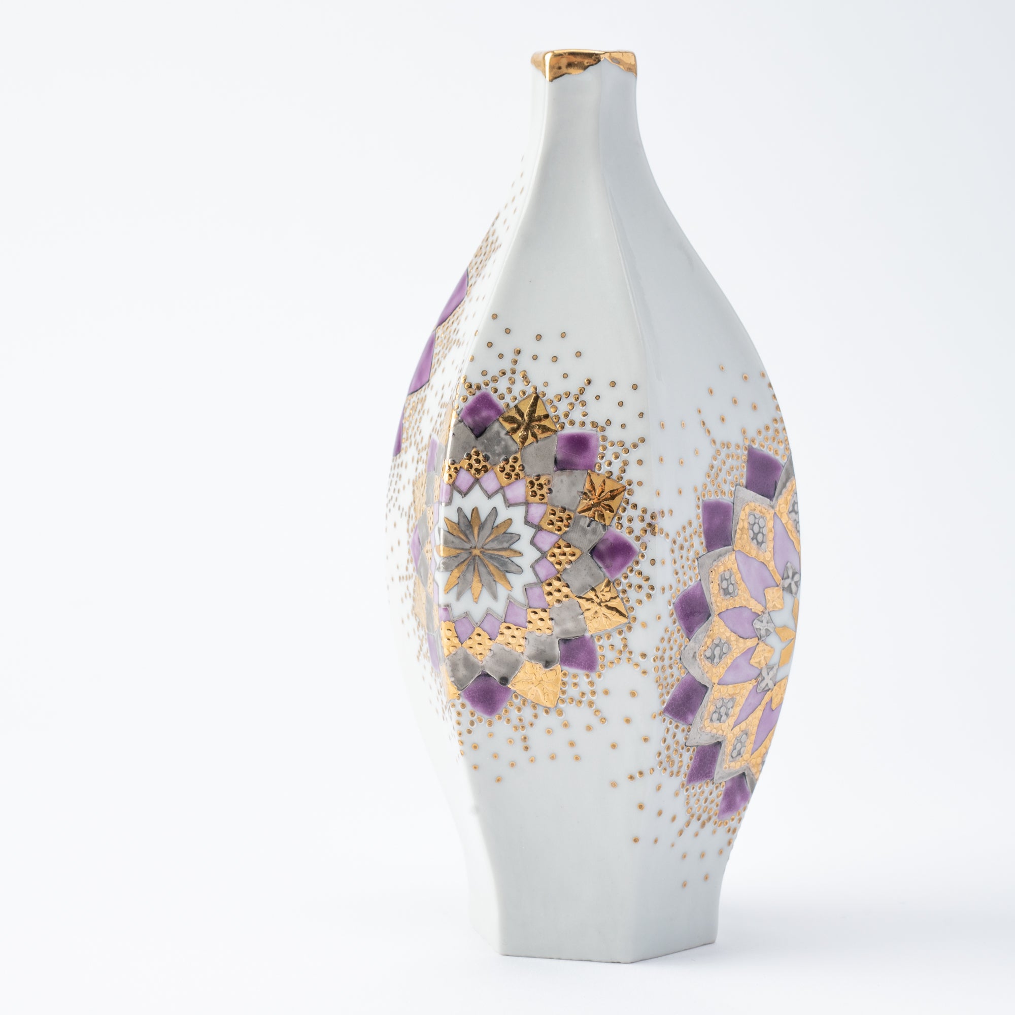 Purple Kaleidoscope Bloom Japanese Single Flower Vase