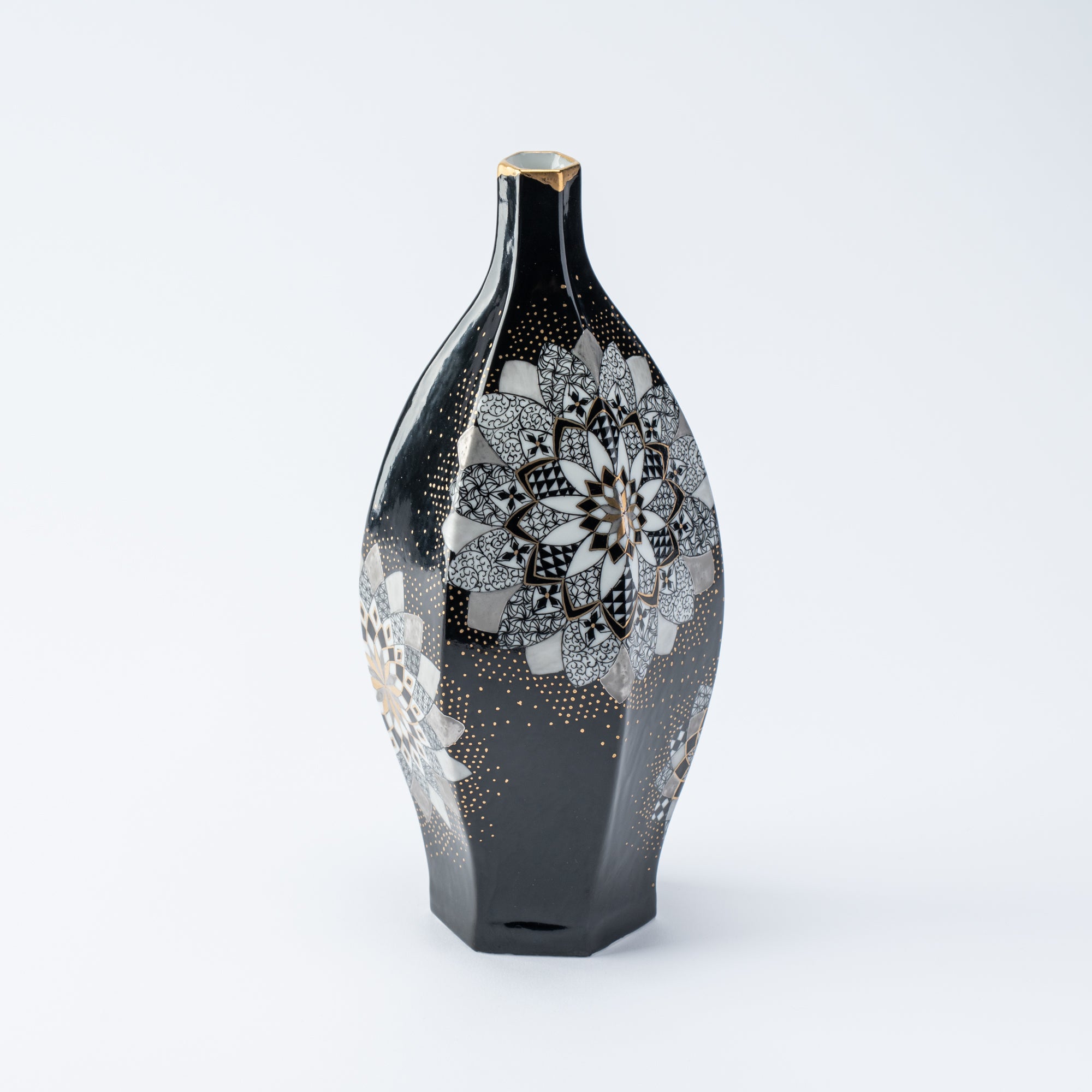 Black Kaleidoscope Bloom Japanese Single Flower Vase