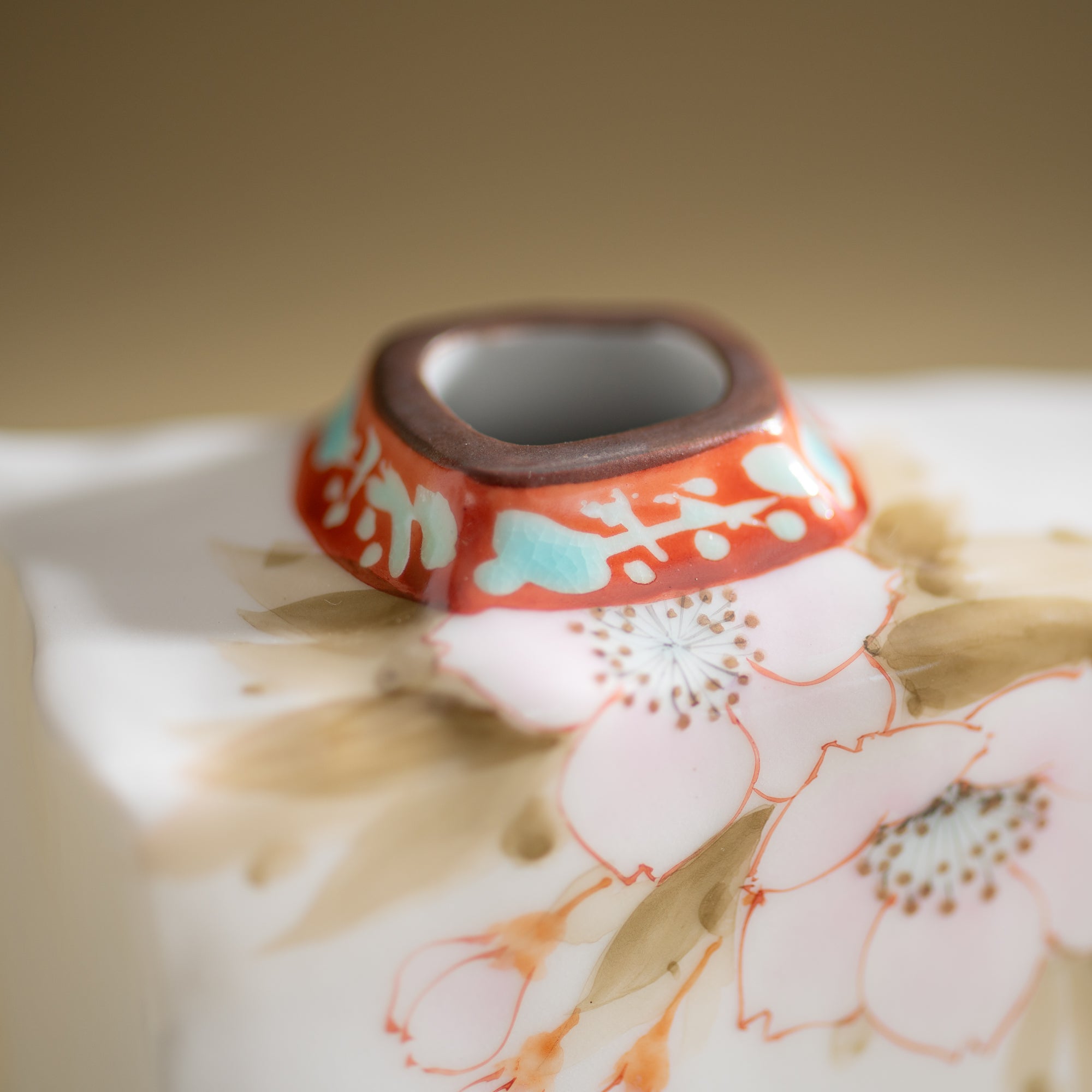 Cherry Blossom and Twin Sparrows Japanese Flower Vase