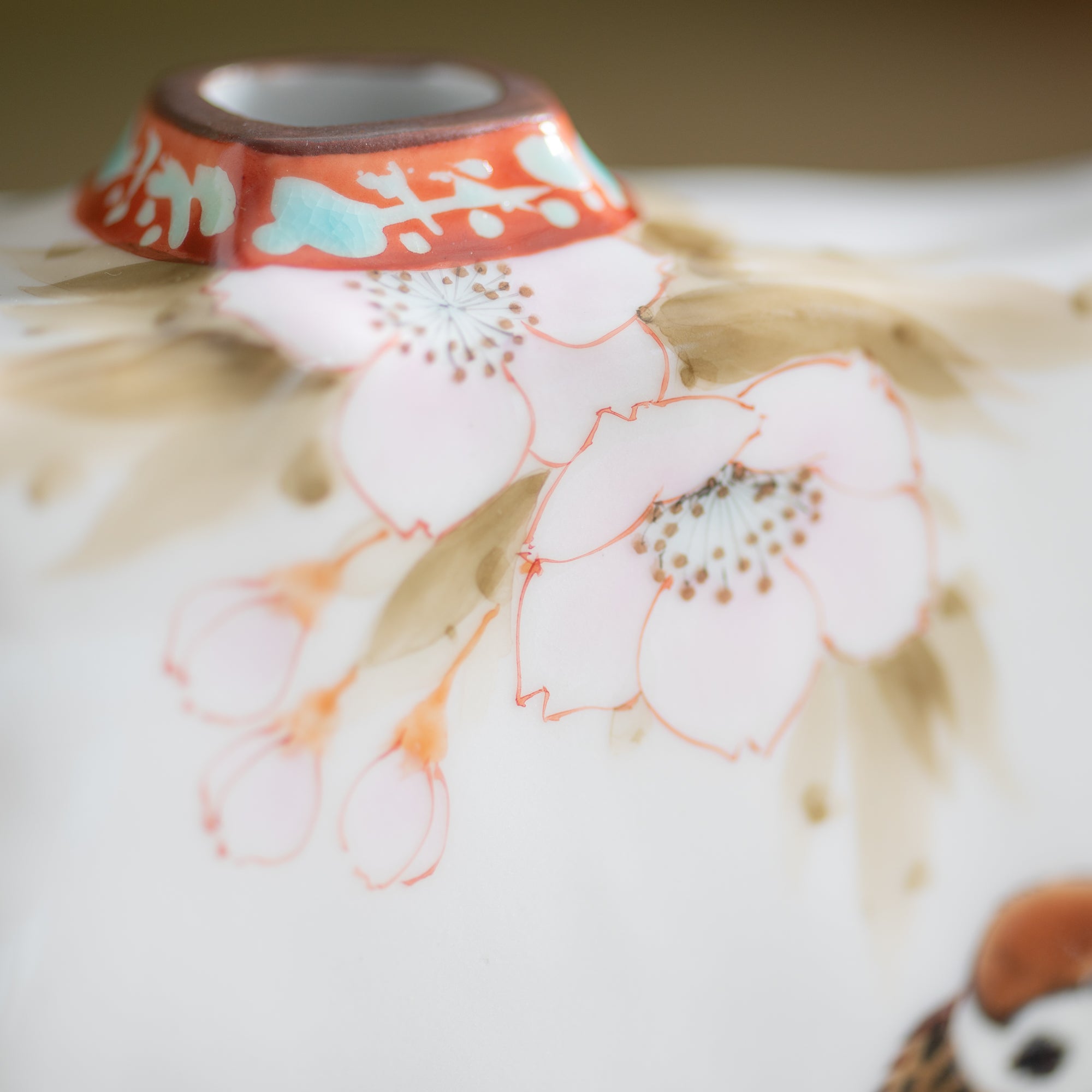 Cherry Blossom and Twin Sparrows Japanese Flower Vase