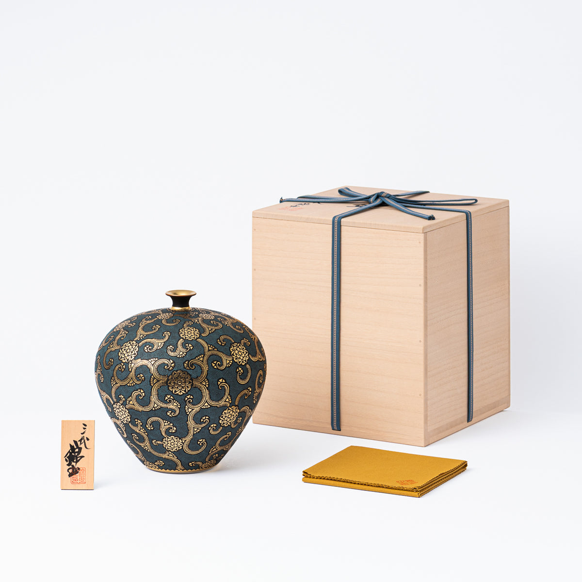 Morikin Floral Arabesque Aochibu Runde Vase