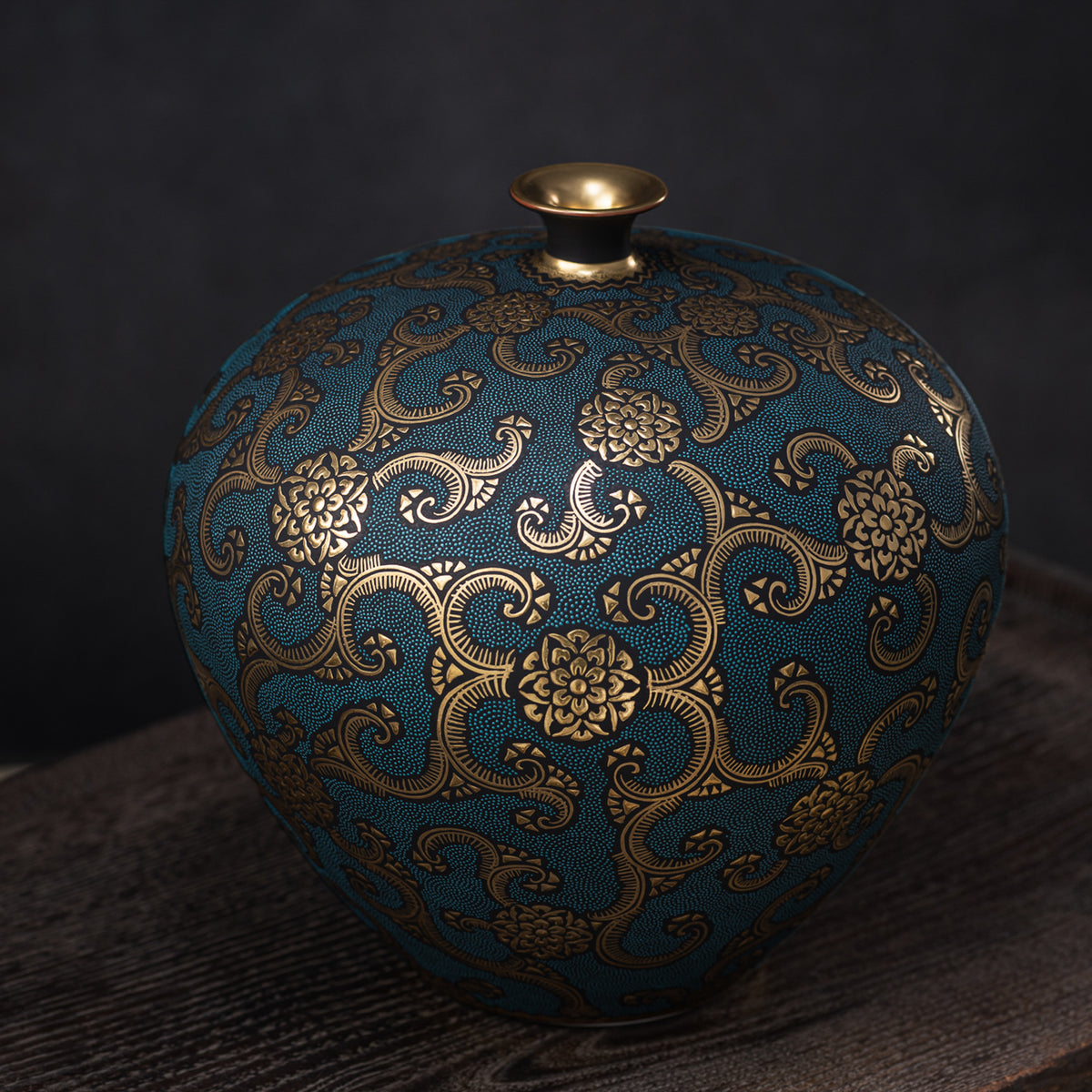 Morikin Floral Arabesque Aochibu Runde Vase