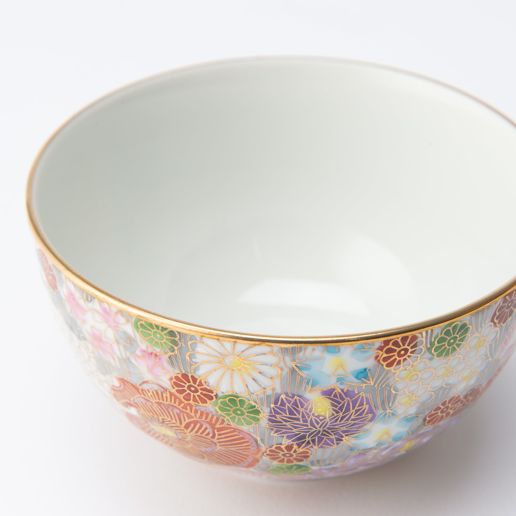 Taishi Kiln Hanazume Kutani Hanazume Japanese Rice Bowl - MUSUBI KILN - Quality Japanese Tableware and Gift