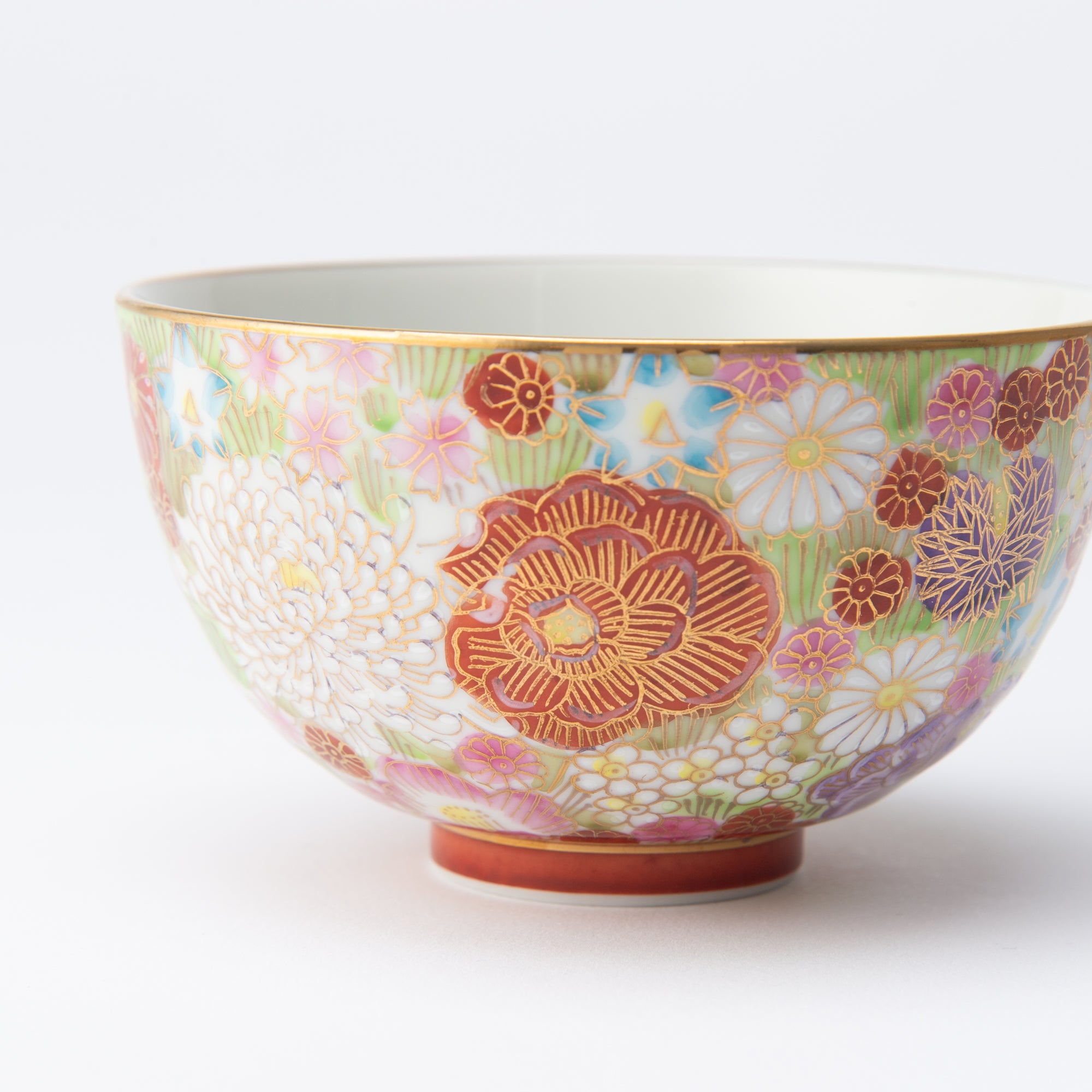 Taishi Kiln Hanazume Kutani Hanazume Japanese Rice Bowl - MUSUBI KILN - Quality Japanese Tableware and Gift