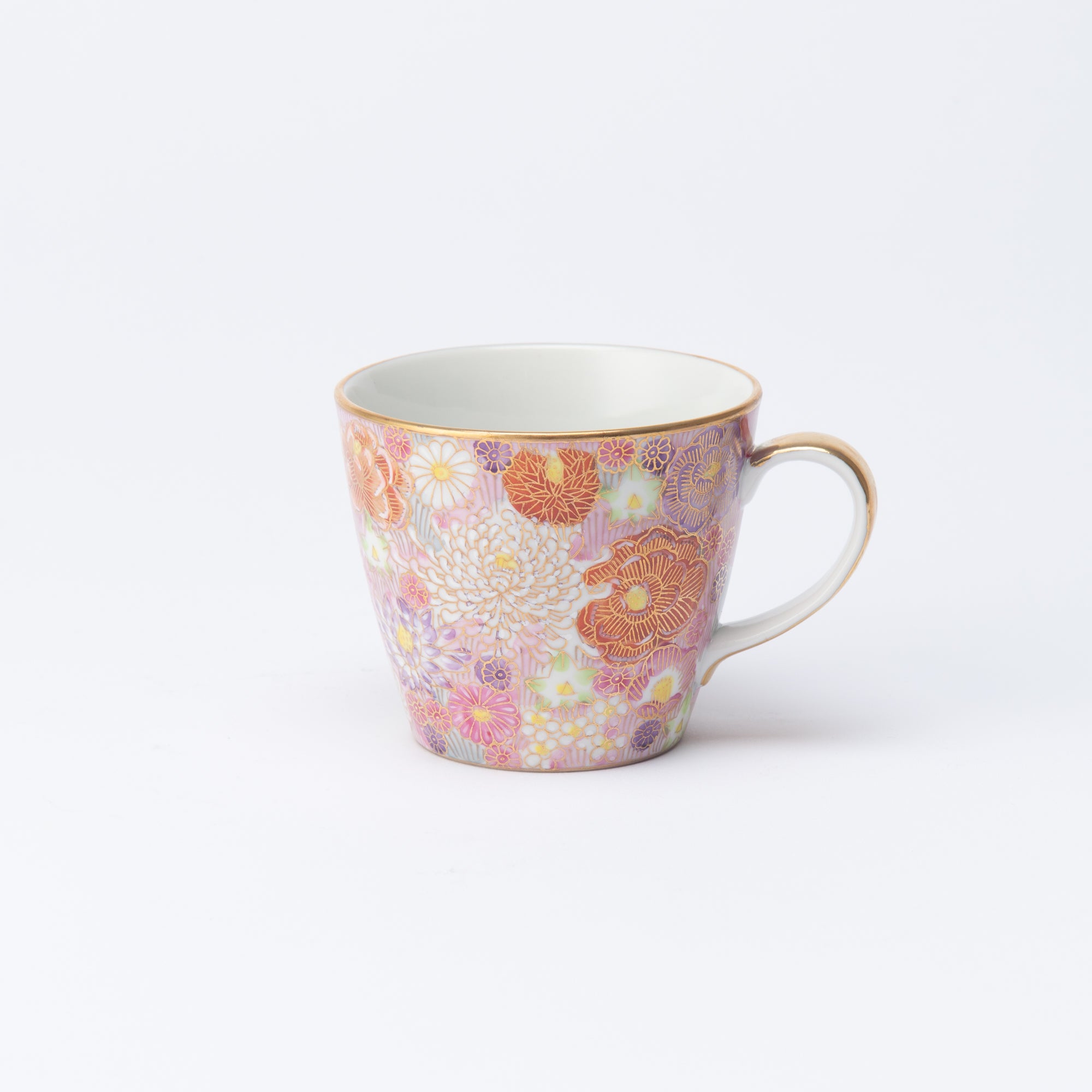 Taza floral con borde dorado de Hanazume