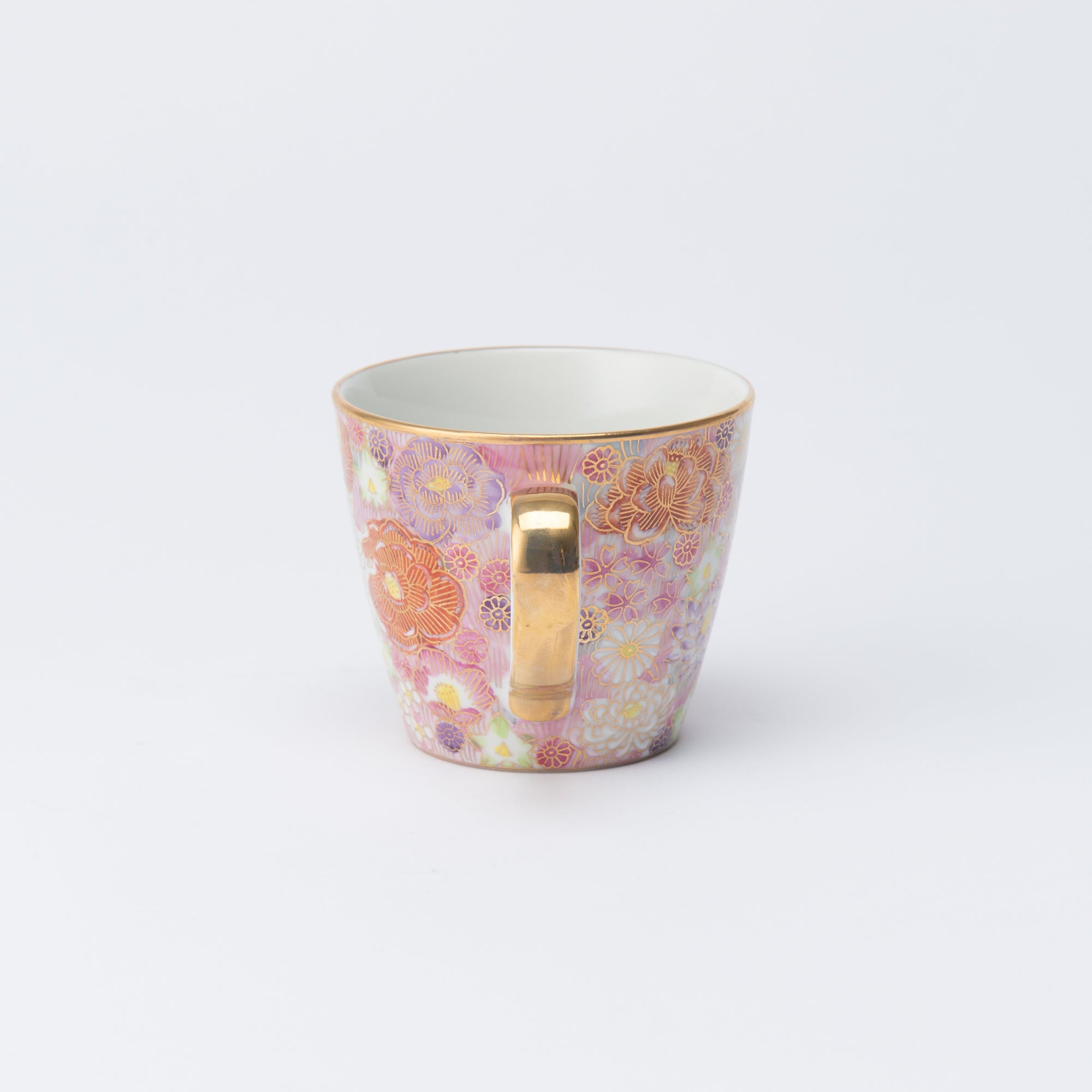 Taza floral con borde dorado de Hanazume