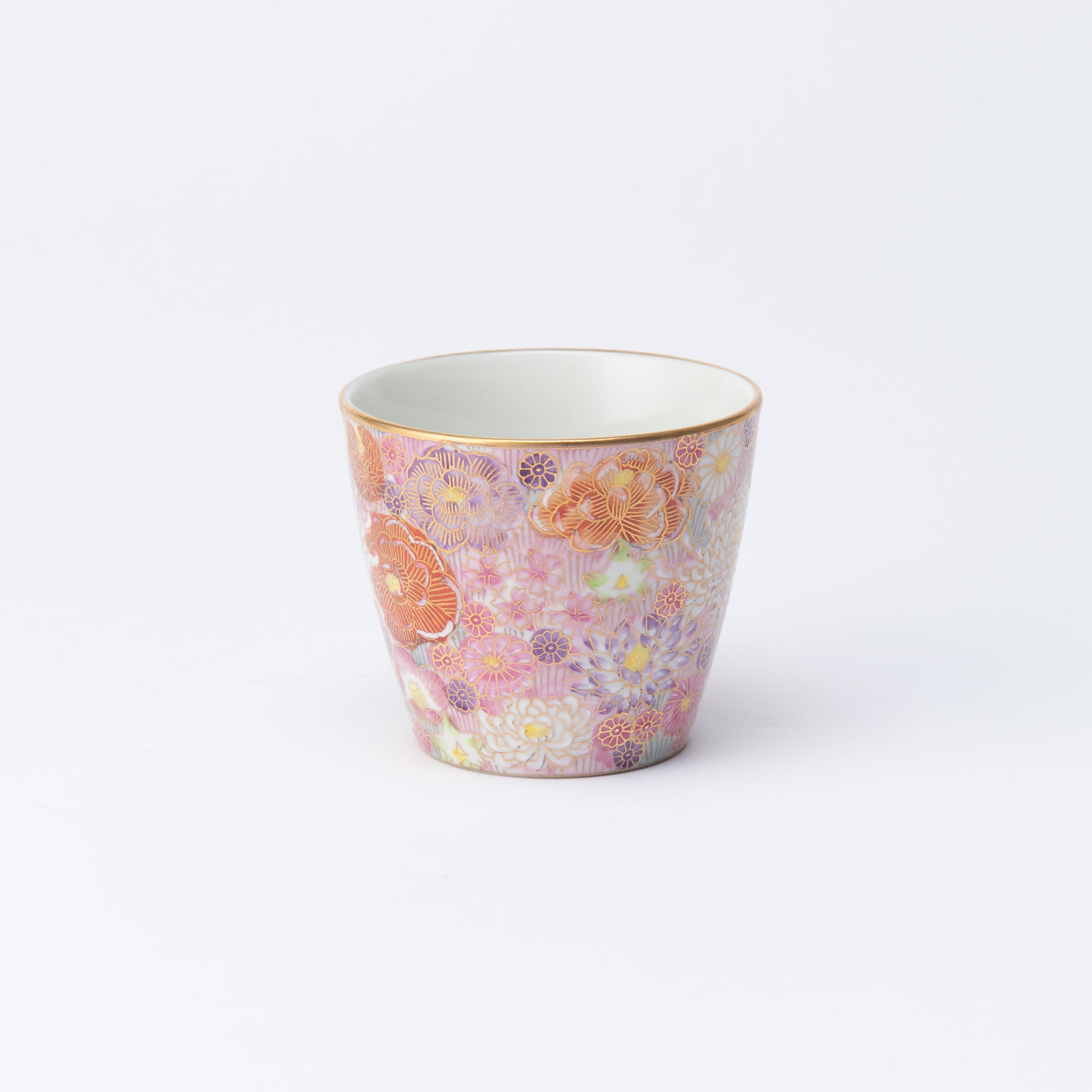 Taza floral con borde dorado de Hanazume