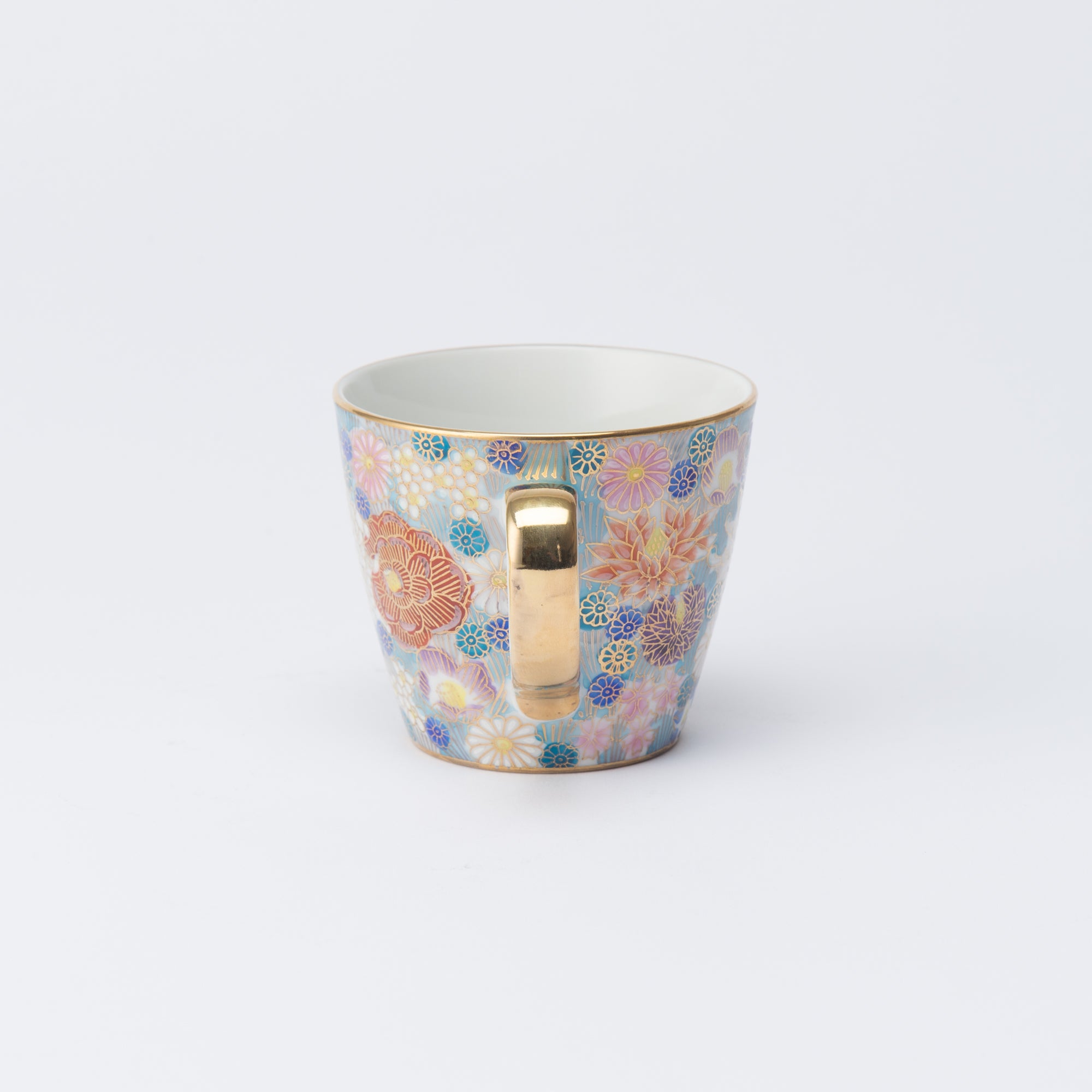Taza floral con borde dorado de Hanazume