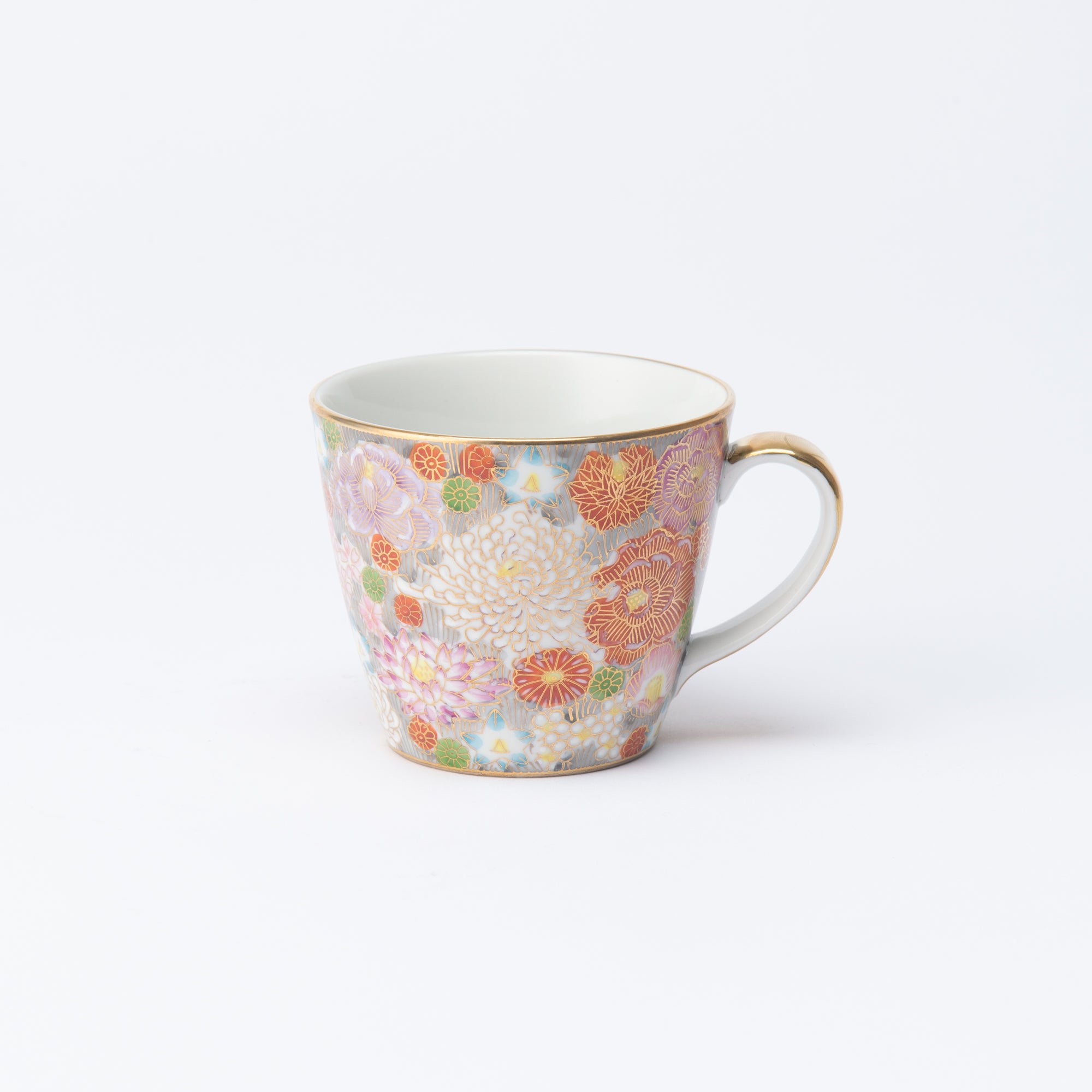 Taza floral con borde dorado de Hanazume