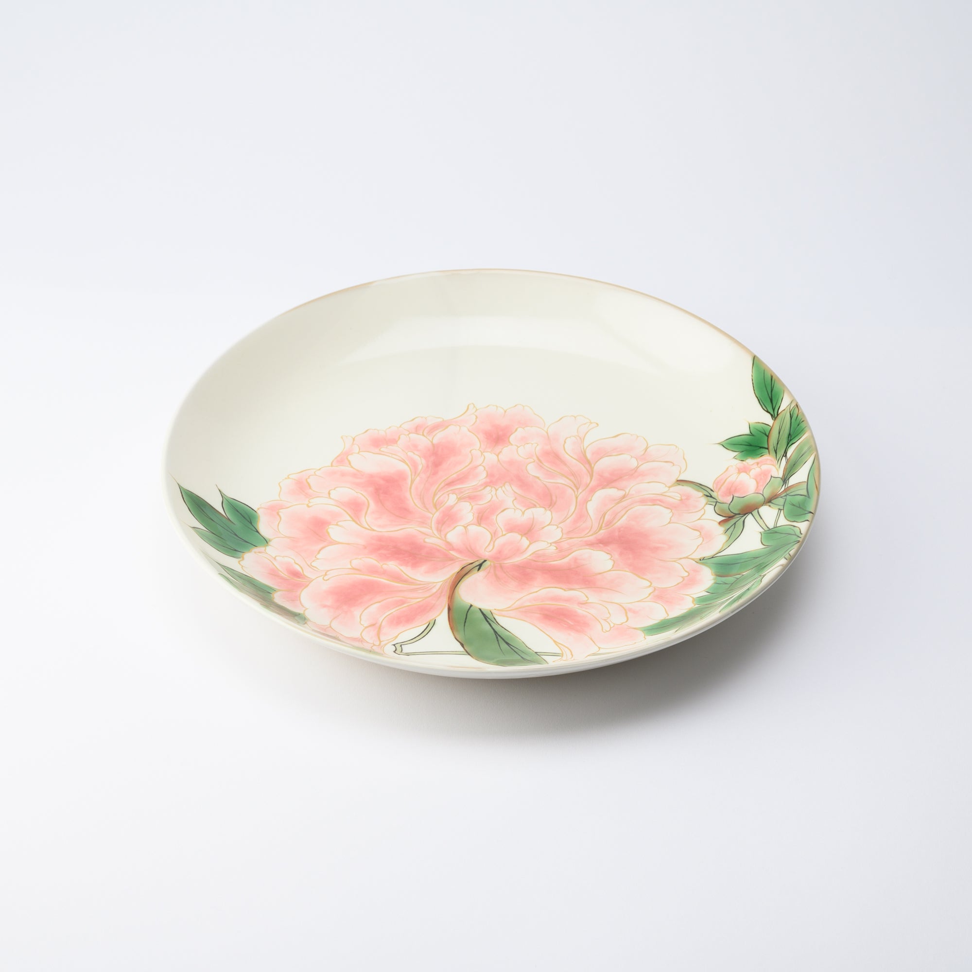 Plato decorativo de peonía floreciente
