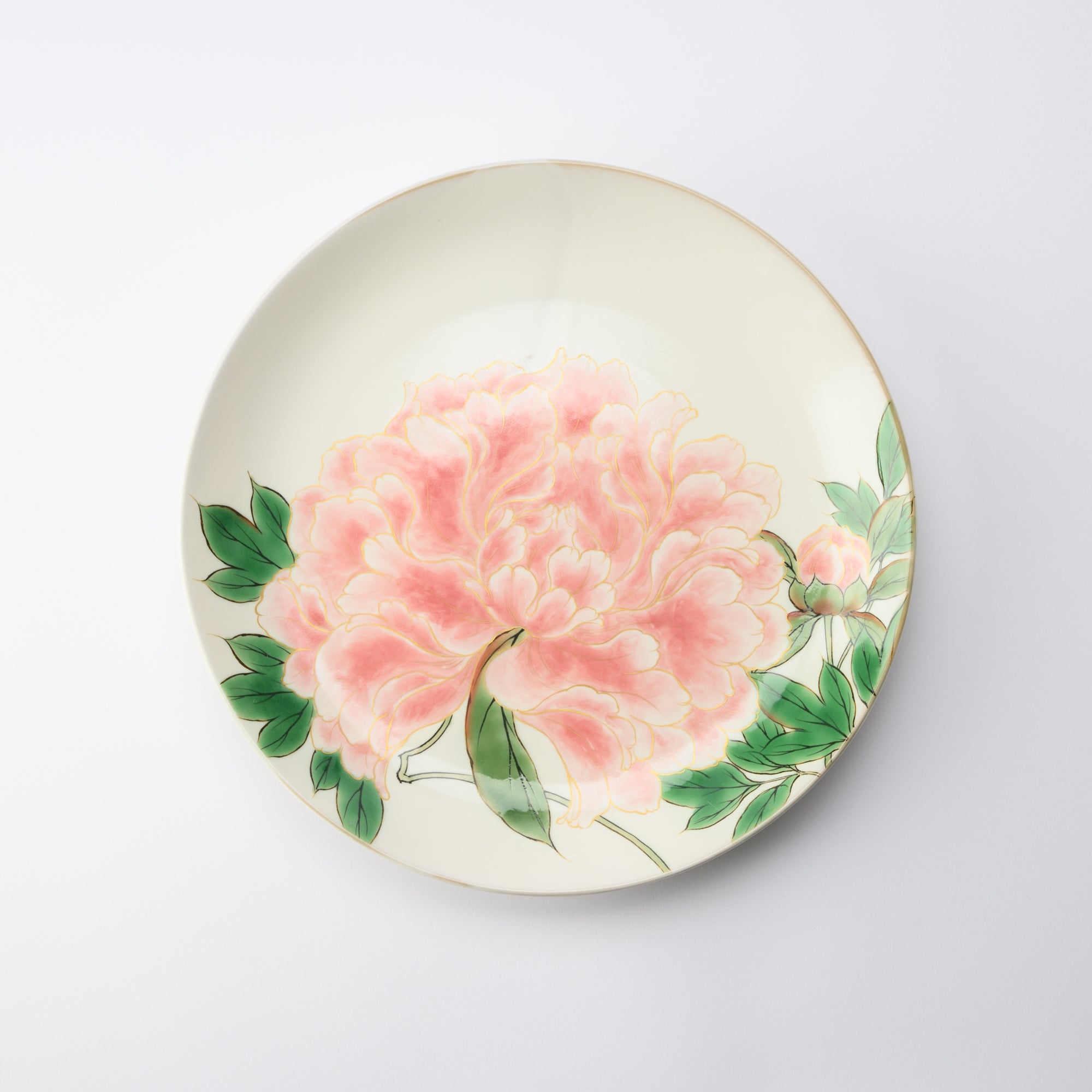 Plato decorativo de peonía floreciente