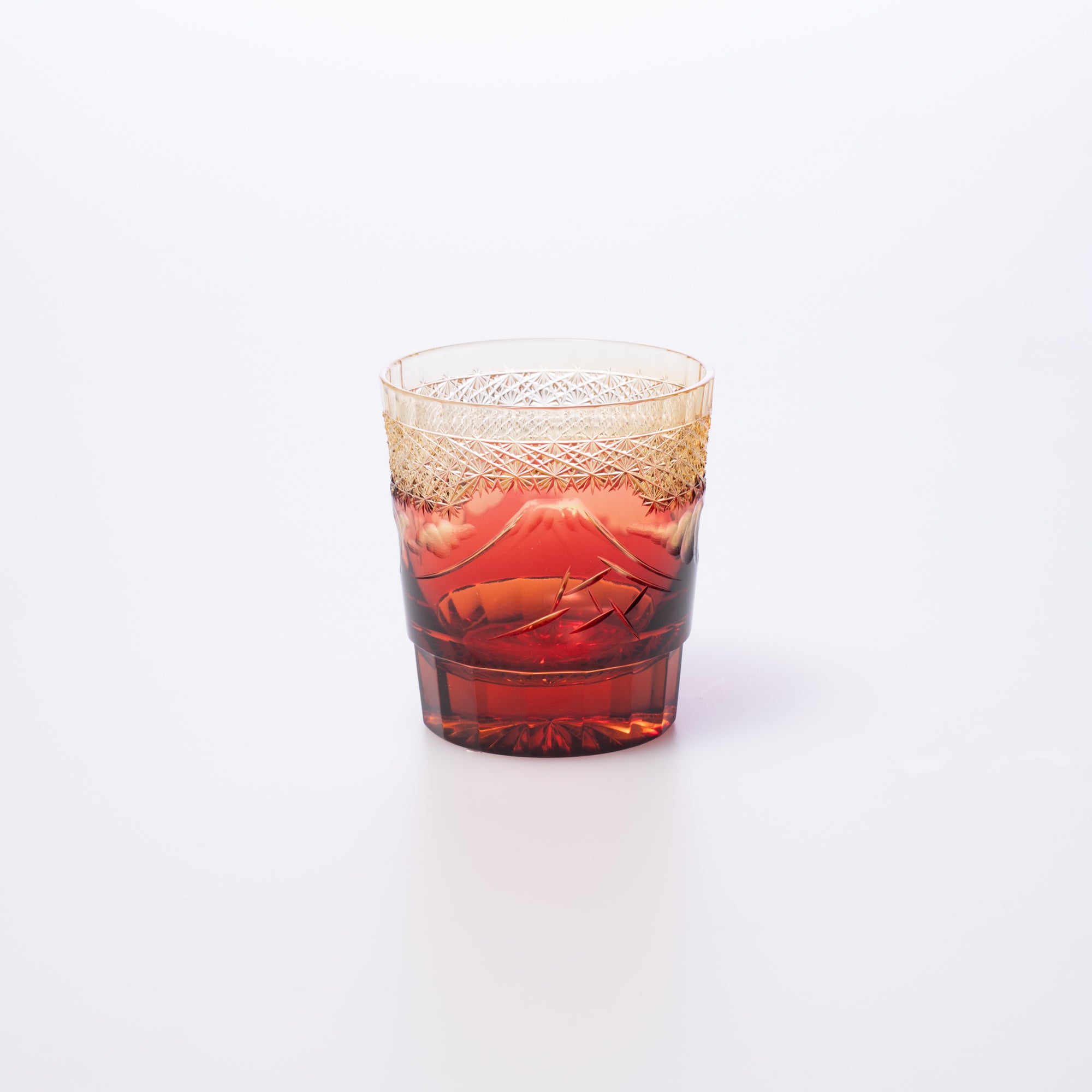 Hokusai Mt. Fuji Edo Kiriko Whiskey Glass