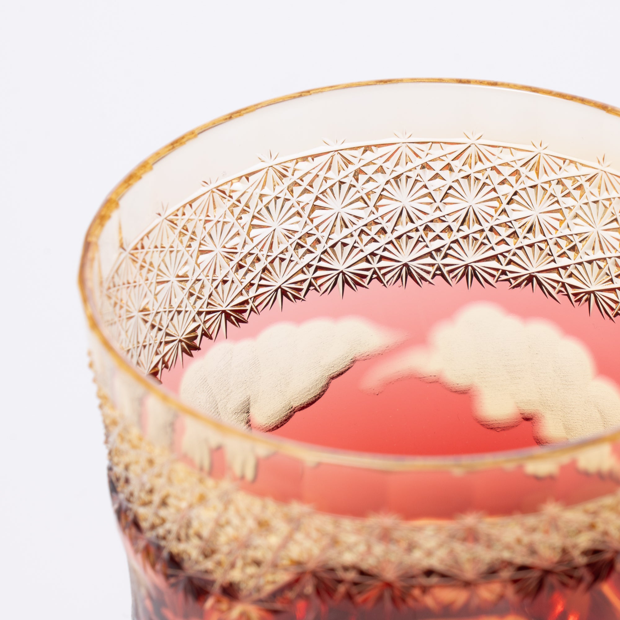 Hokusai Mt. Fuji Edo Kiriko Whiskey Glass