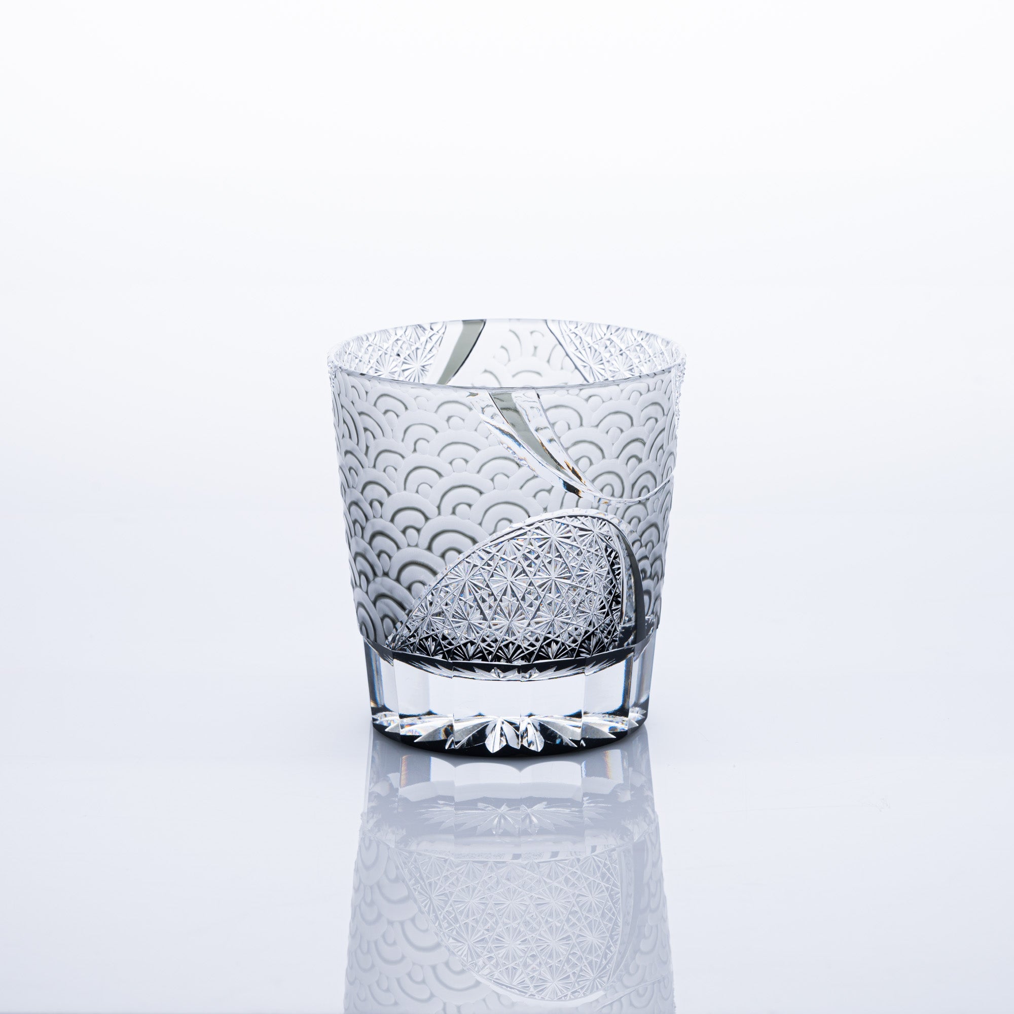 Rolling Waves Edo Kiriko Whiskey Glass