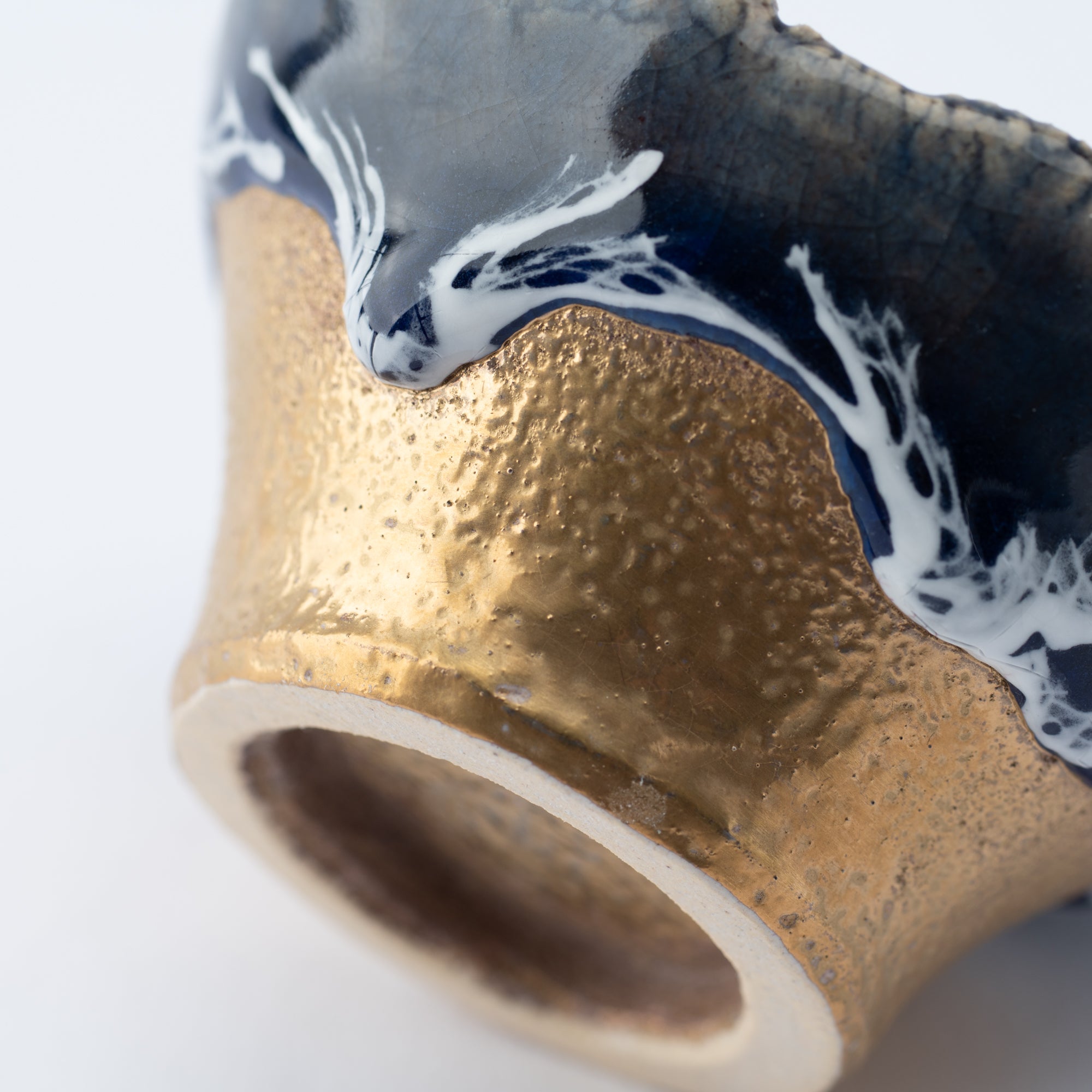 Sazameku Indigo Blue Guinomi Sake Cup