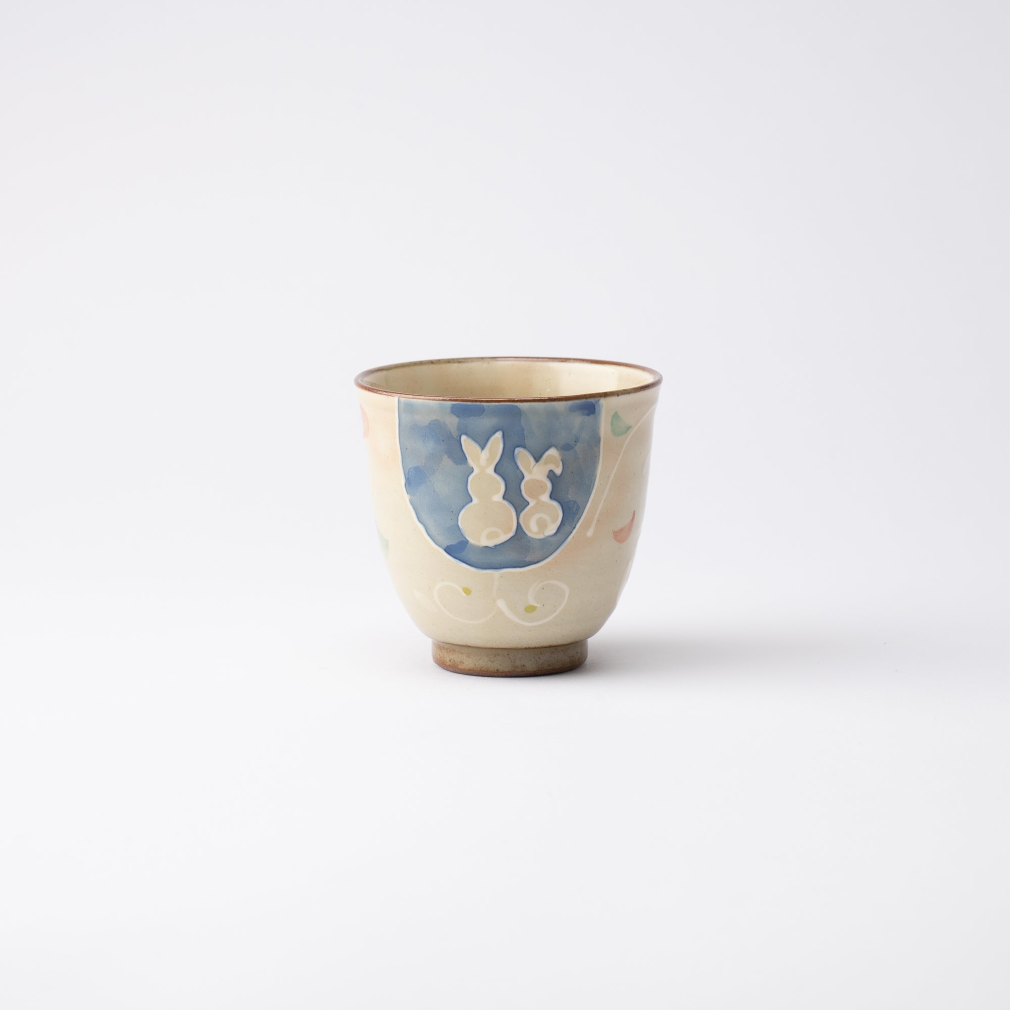 Aizen Kiln Indigo Blue Rabbit Hasami Children's Large Cup - MUSUBI KILN - Quality Japanese Tableware and Gift