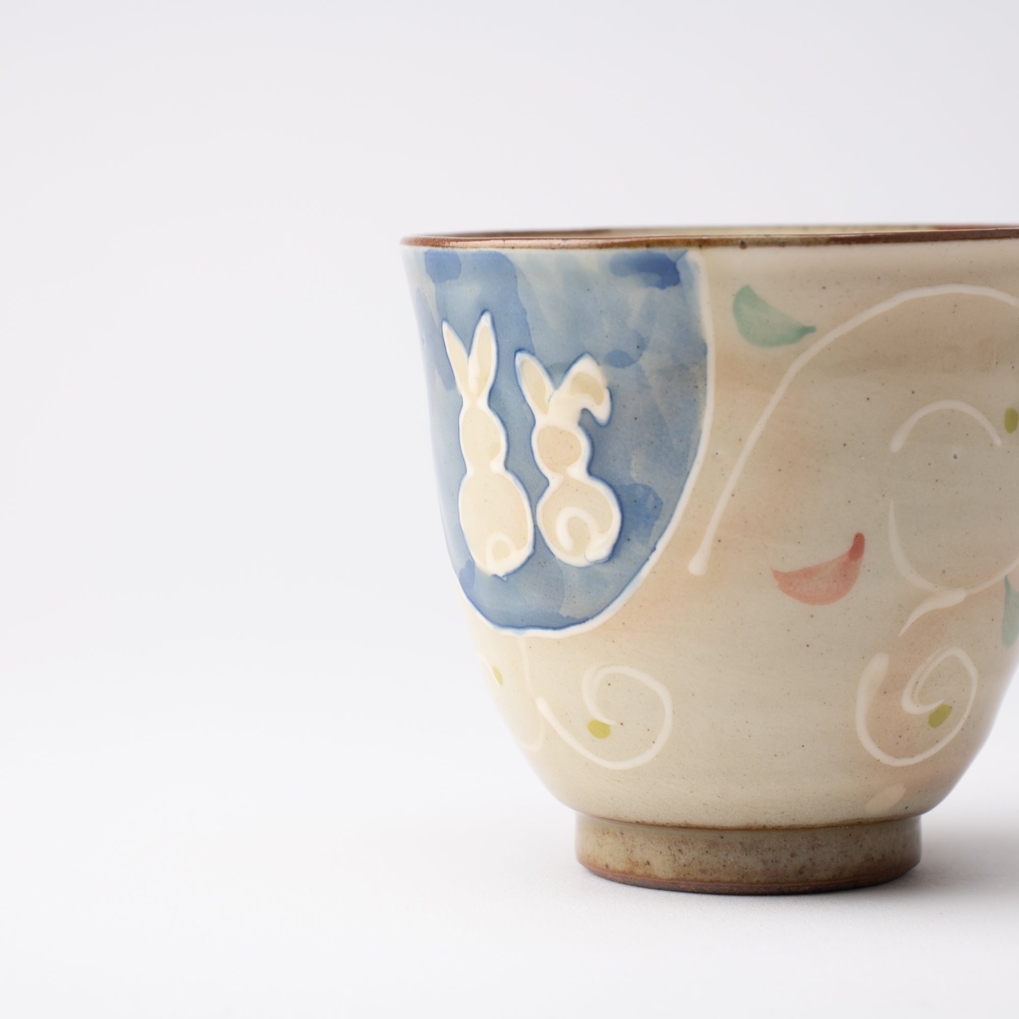 Aizen Kiln Indigo Blue Rabbit Hasami Children's Large Cup - MUSUBI KILN - Quality Japanese Tableware and Gift