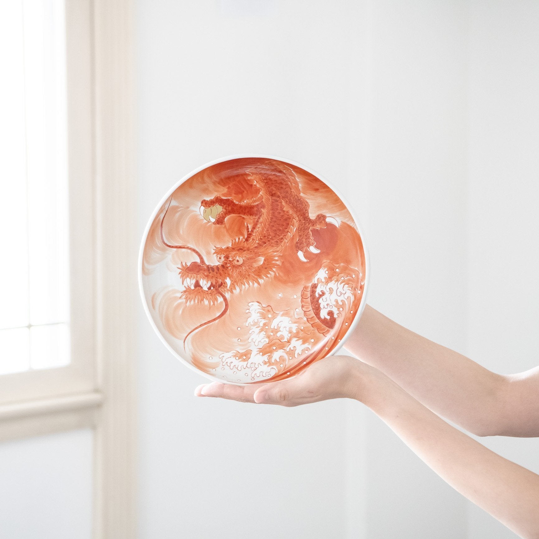 Akae Dragon Kutani Deep Plate - MUSUBI KILN - Quality Japanese Tableware and Gift