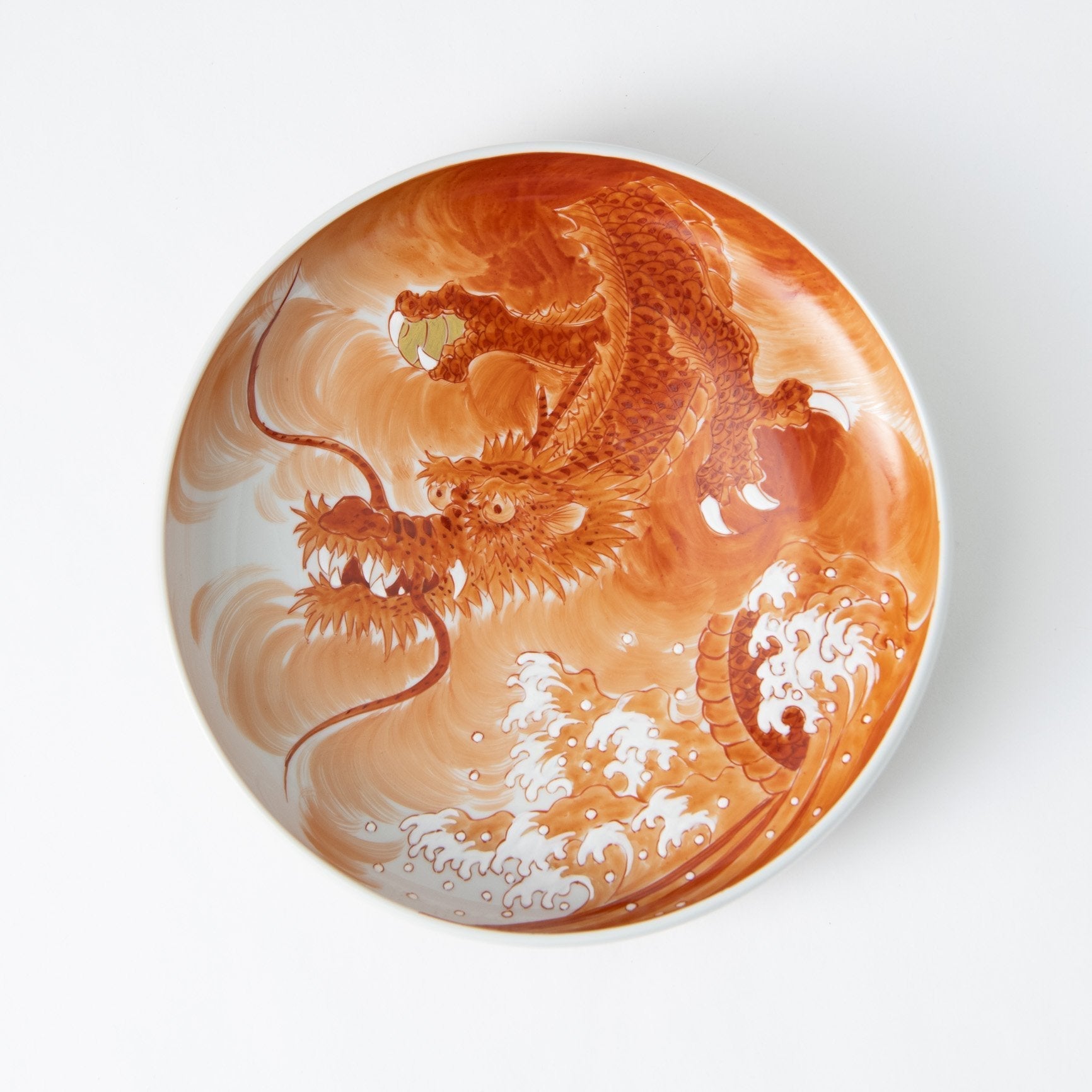 Akae Dragon Kutani Deep Plate - MUSUBI KILN - Quality Japanese Tableware and Gift