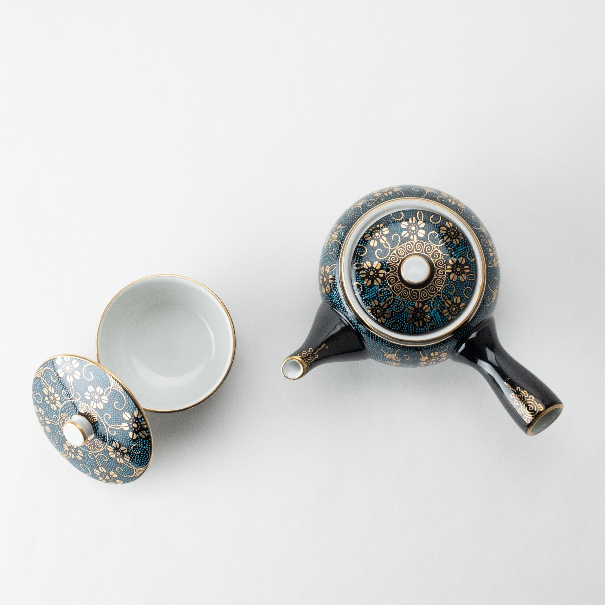Aochibu and Clematis Kutani Japanese Teapot Set - MUSUBI KILN - Quality Japanese Tableware and Gift