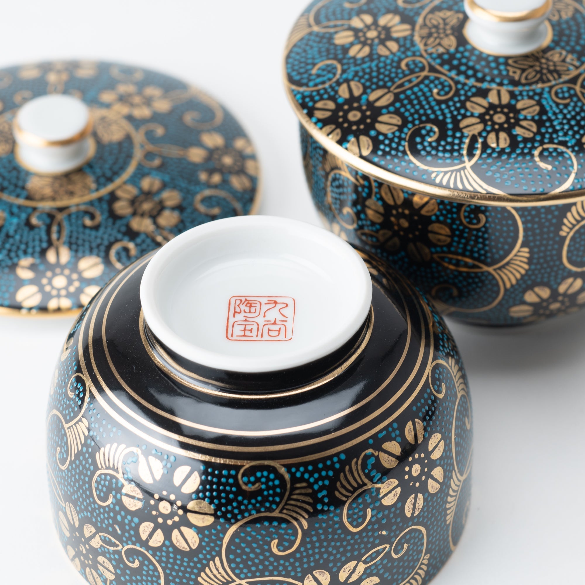 Aochibu and Clematis Kutani Japanese Teapot Set - MUSUBI KILN - Quality Japanese Tableware and Gift