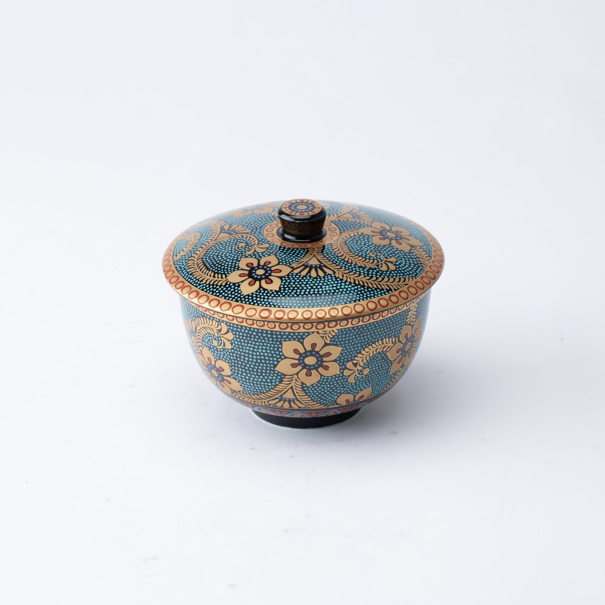 Aochibu and Gold Arabesque Kutani Japanese Teapot Set - MUSUBI KILN - Quality Japanese Tableware and Gift