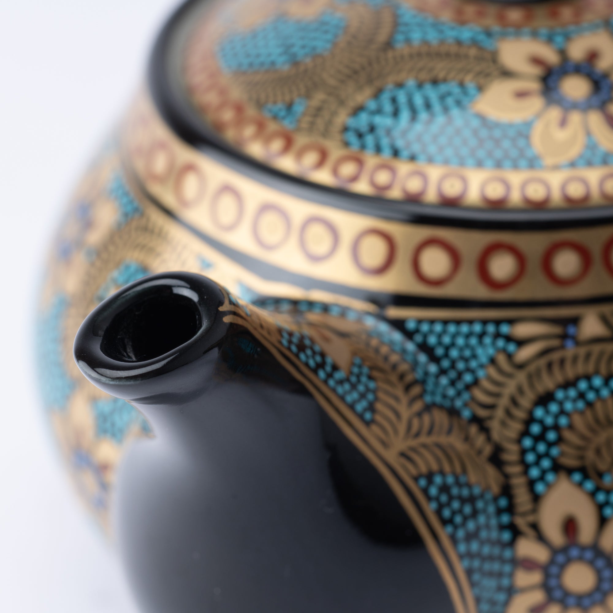 Aochibu and Gold Arabesque Kutani Japanese Teapot Set - MUSUBI KILN - Quality Japanese Tableware and Gift