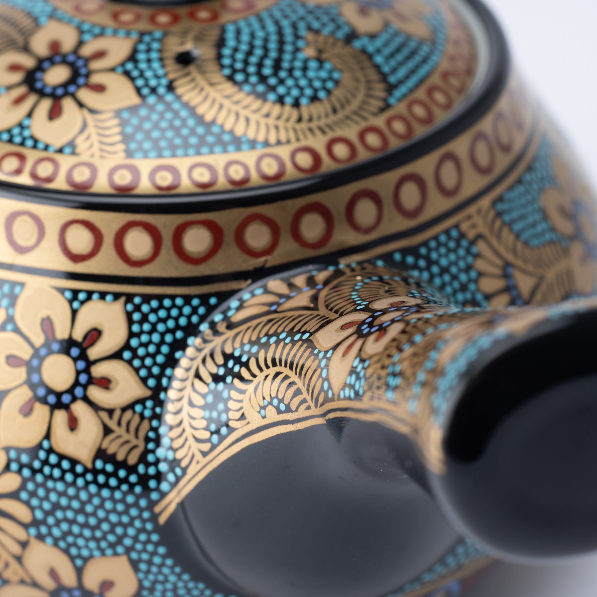 Aochibu and Gold Arabesque Kutani Japanese Teapot Set - MUSUBI KILN - Quality Japanese Tableware and Gift