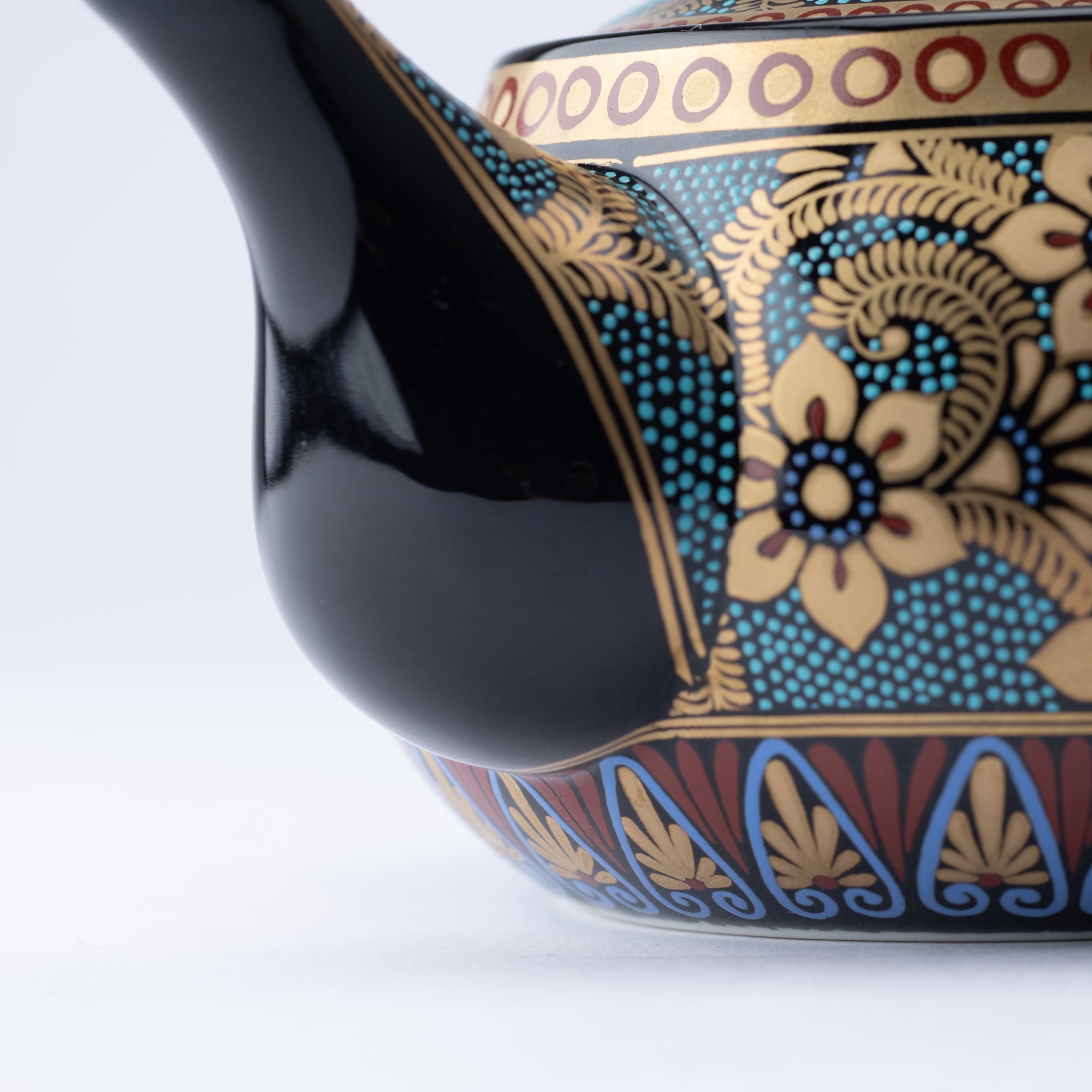 Aochibu and Gold Arabesque Kutani Japanese Teapot Set - MUSUBI KILN - Quality Japanese Tableware and Gift