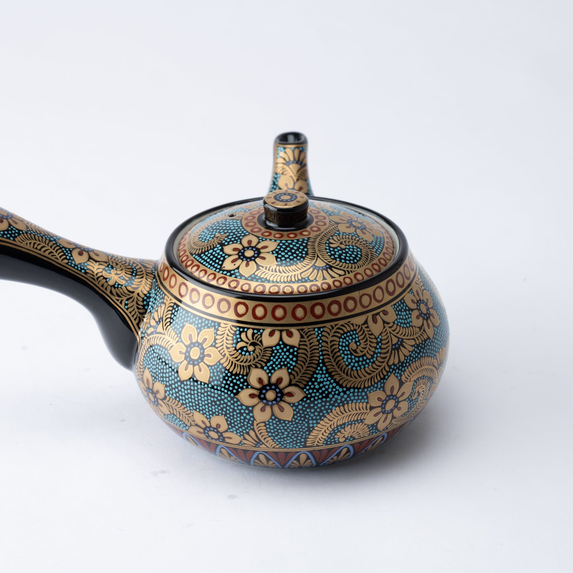 Aochibu and Gold Arabesque Kutani Japanese Teapot Set - MUSUBI KILN - Quality Japanese Tableware and Gift