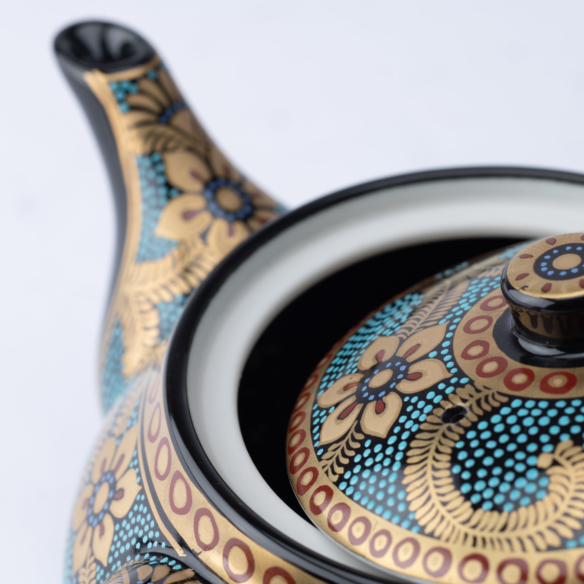 Aochibu and Gold Arabesque Kutani Japanese Teapot Set - MUSUBI KILN - Quality Japanese Tableware and Gift