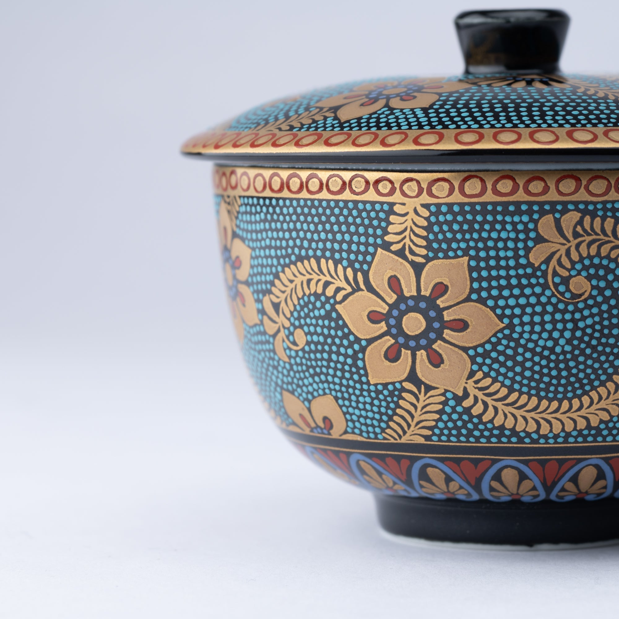 Aochibu and Gold Arabesque Kutani Japanese Teapot Set - MUSUBI KILN - Quality Japanese Tableware and Gift